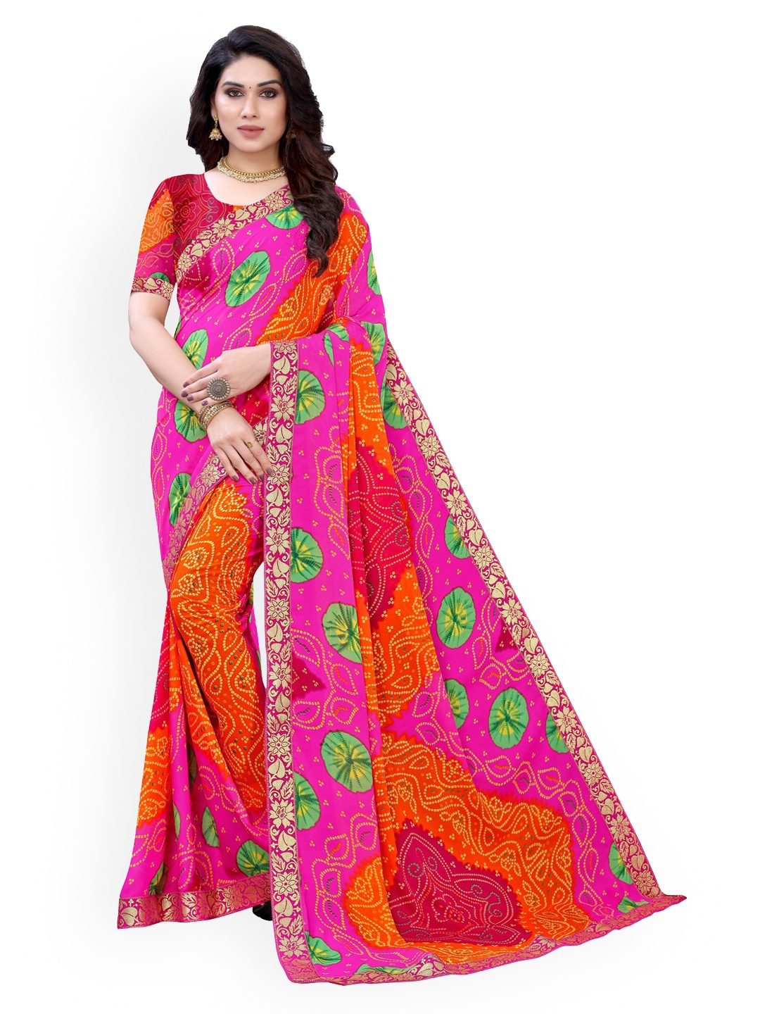 KALINI Pink Printed Pure Georgette Saree