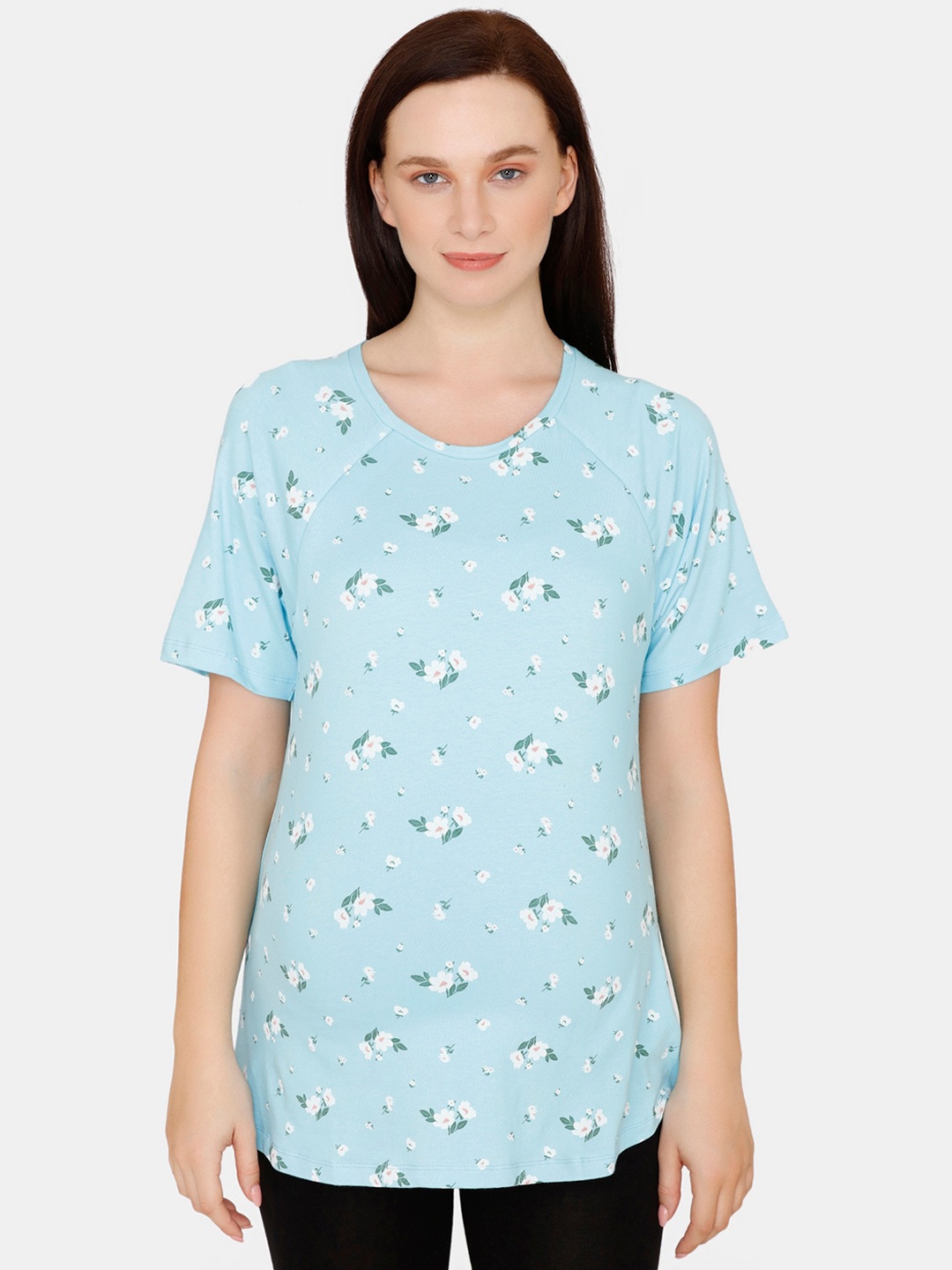 Zivame Blue Floral Regular Maternity Top