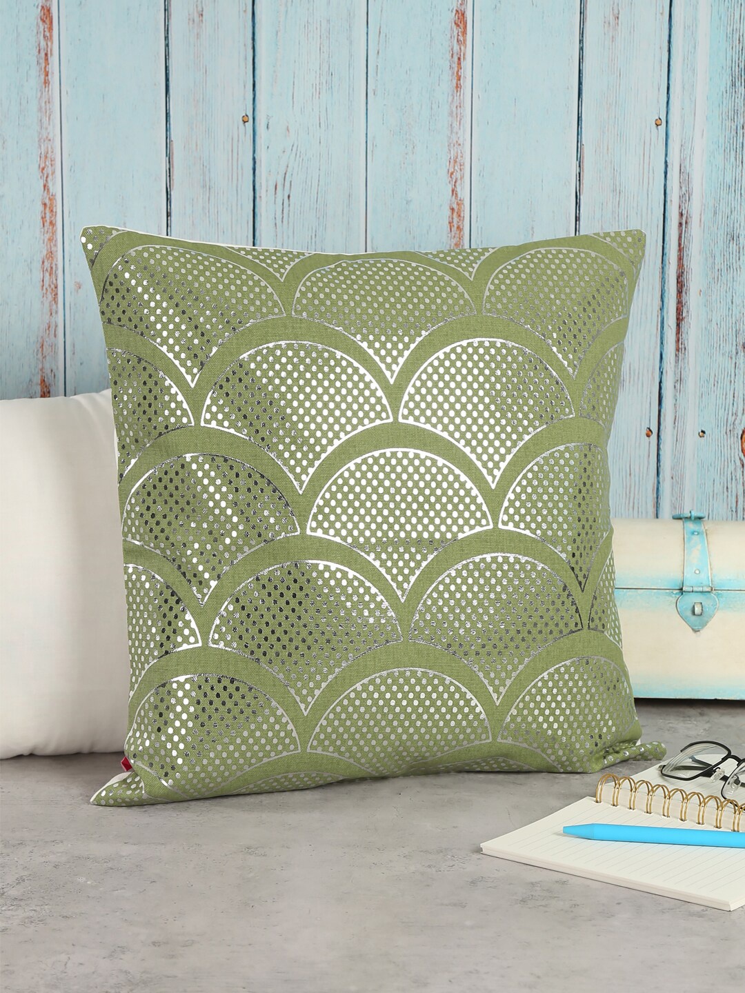 India Circus by Krsnaa Mehta Olive Green & Silver-Toned Set of Single Abstract Square Cushion Covers
India Circus by Krsnaa Mehta Olive Green & Silver-Toned Set of Single Abstract Square Cushion Covers