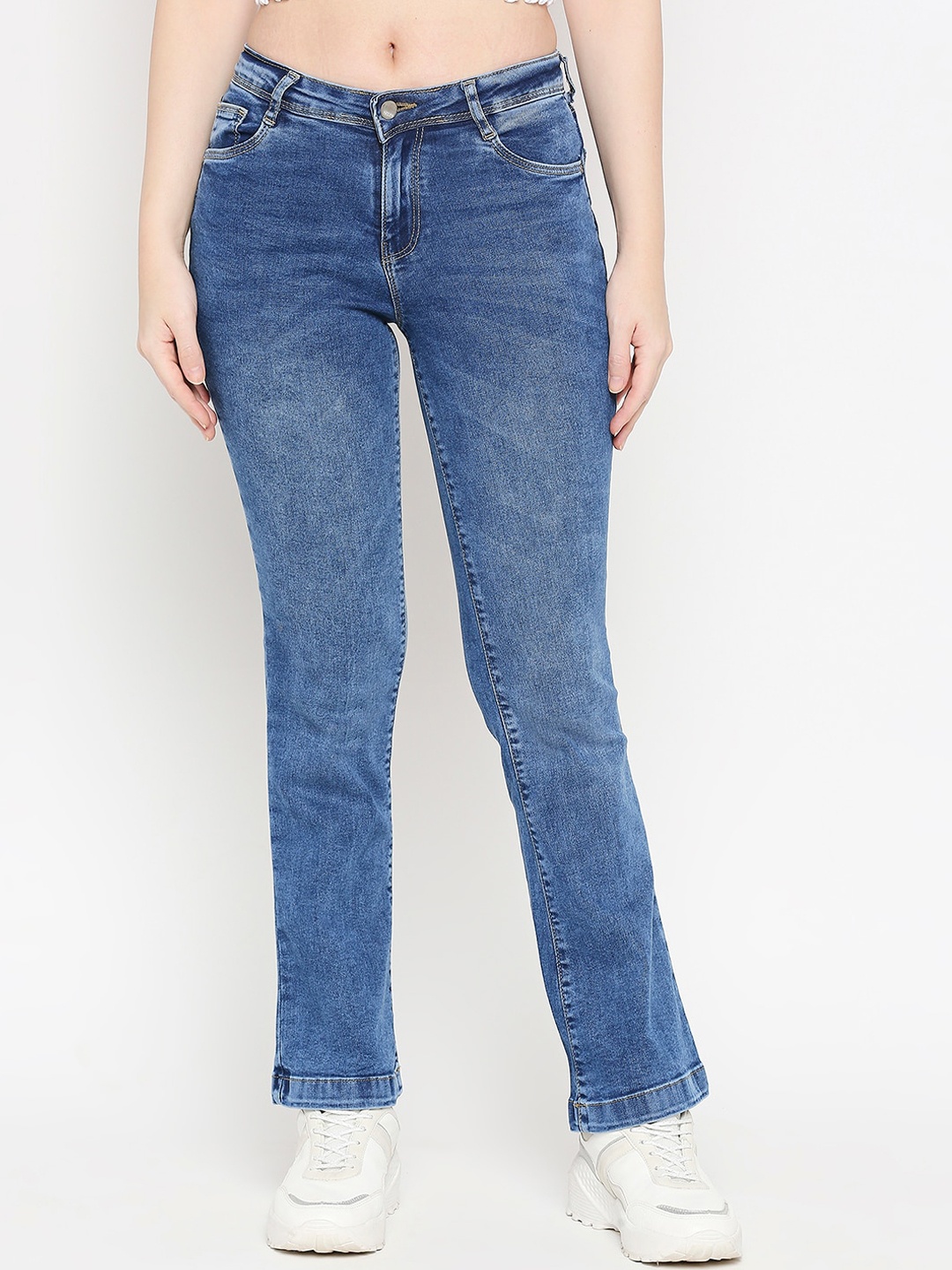 Kraus Jeans Women Blue Flared High-Rise Clean Look Stretchable Jeans