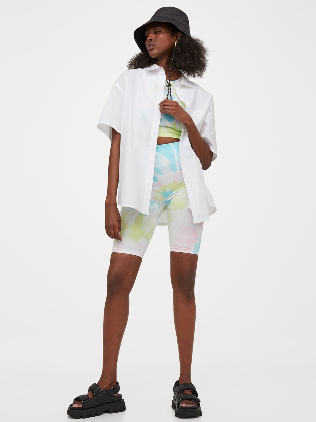 H&M Women White Solid Oversized Cotton Shirt