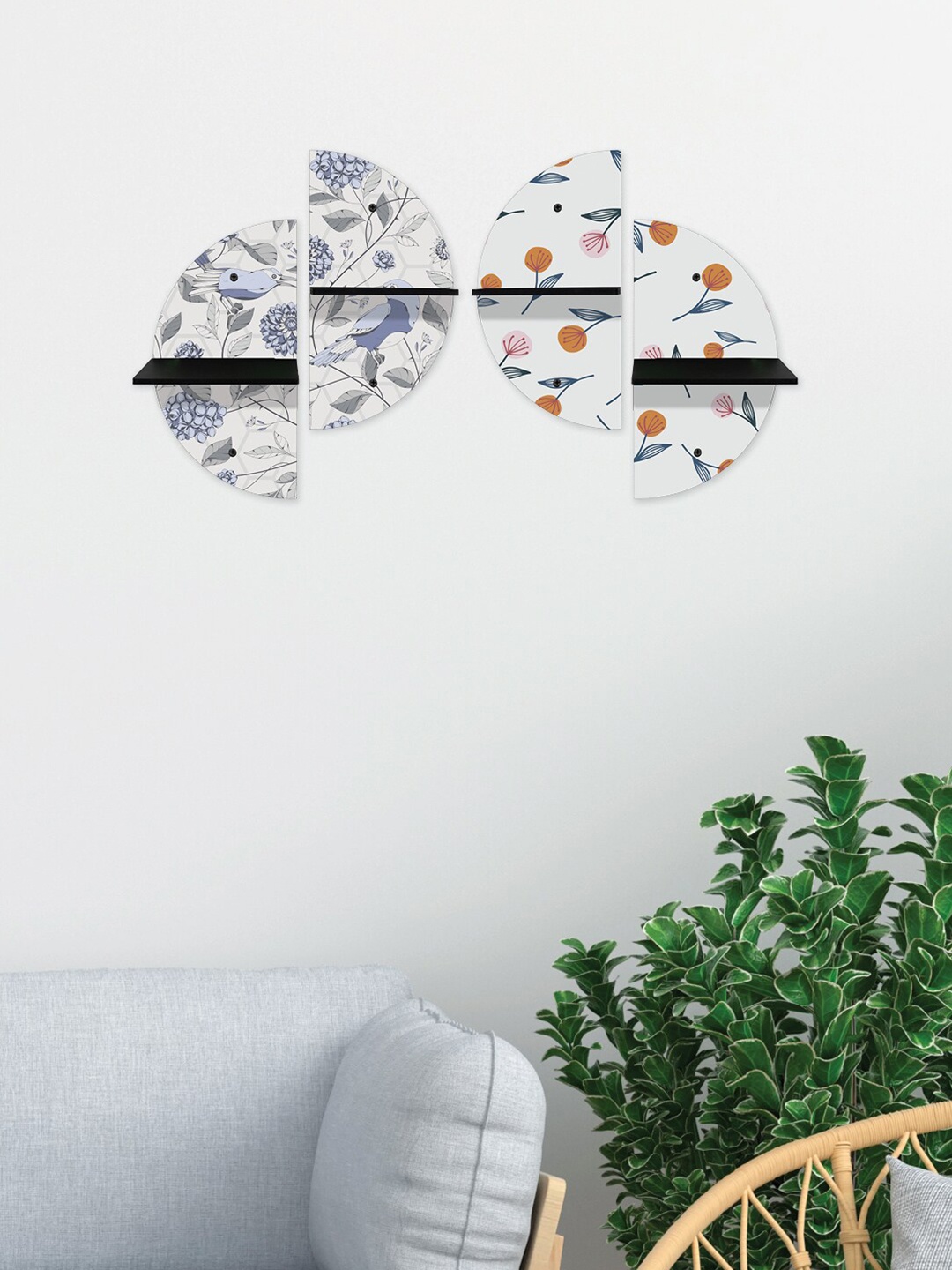 RANDOM Set of 4 Multicoloured Printed MDF Semi Circular Wall Shelf with Black Plates, Multi
RANDOM Set of 4 Multicoloured Printed MDF Semi Circular Wall Shelf with Black Plates, Multi