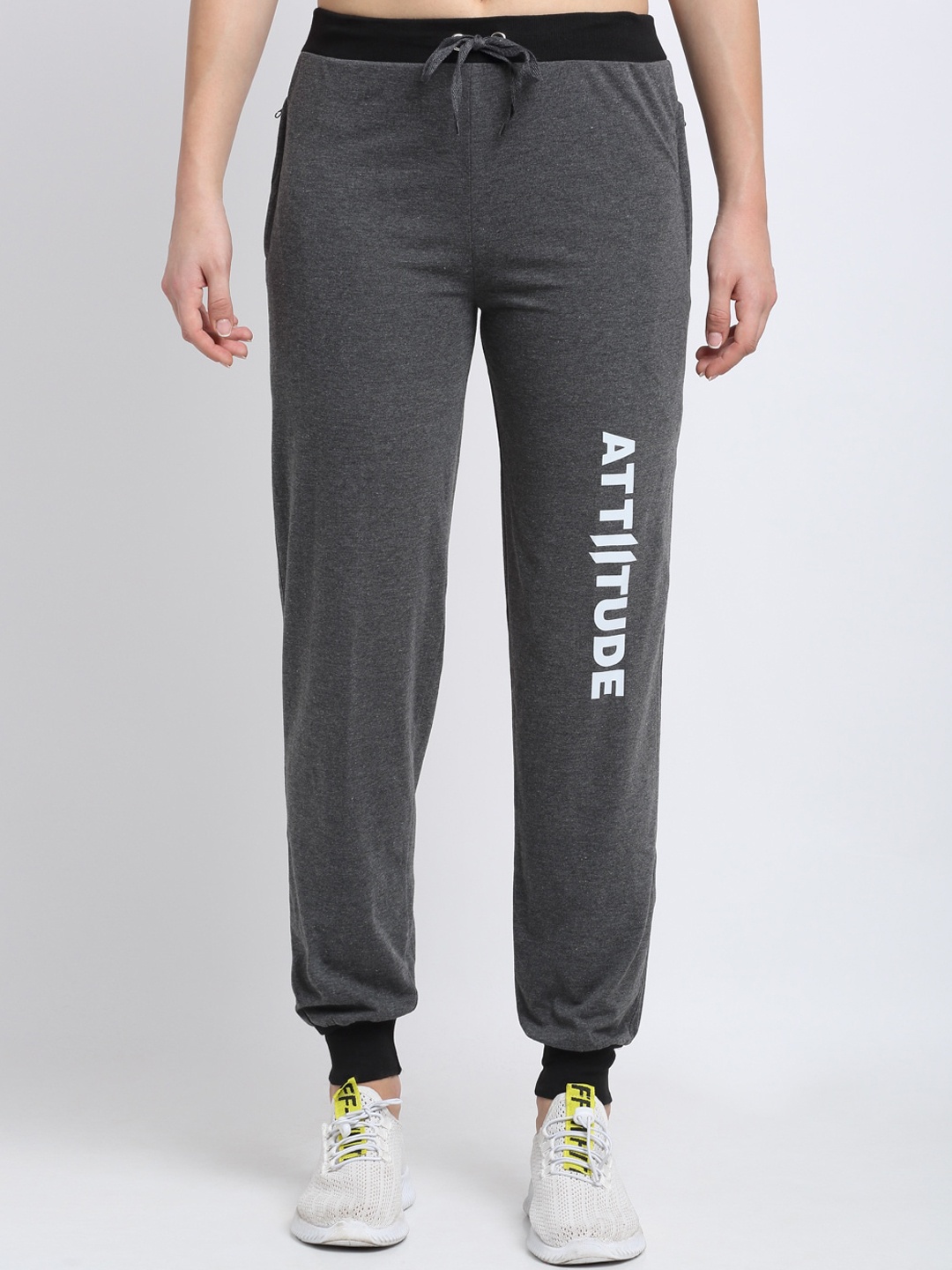 VIMAL JONNEY Women Charcoal Grey Solid Joggers
