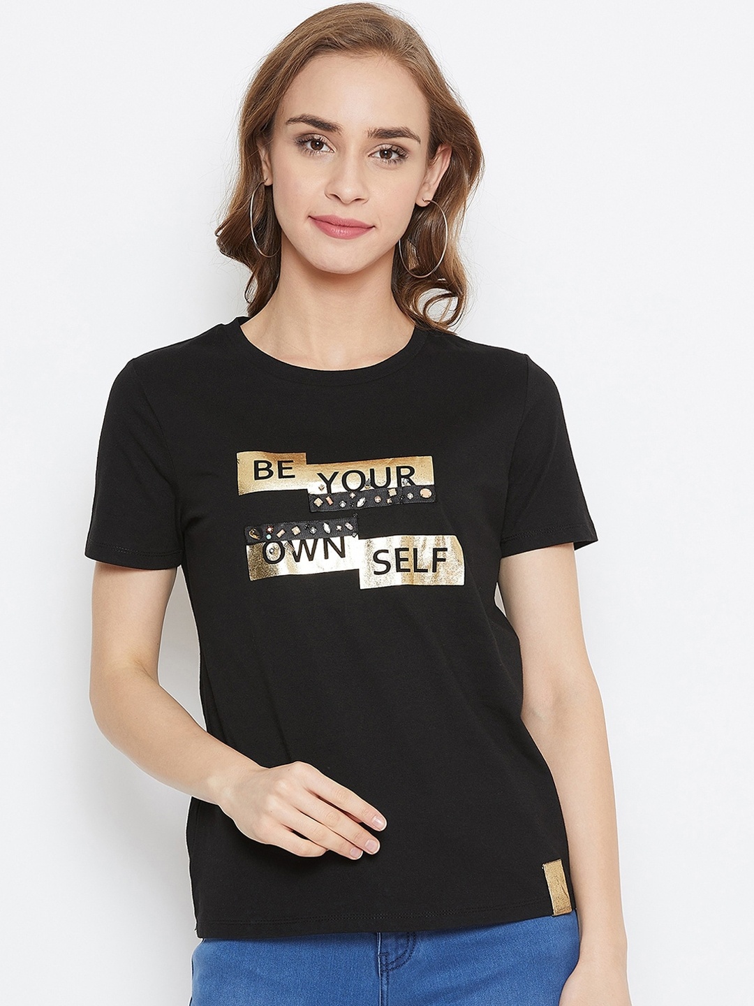 Madame Black Printed Regular Top