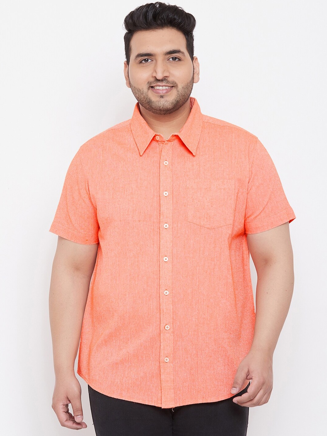 bigbanana Men Orange Regular Fit Solid Casual Shirt