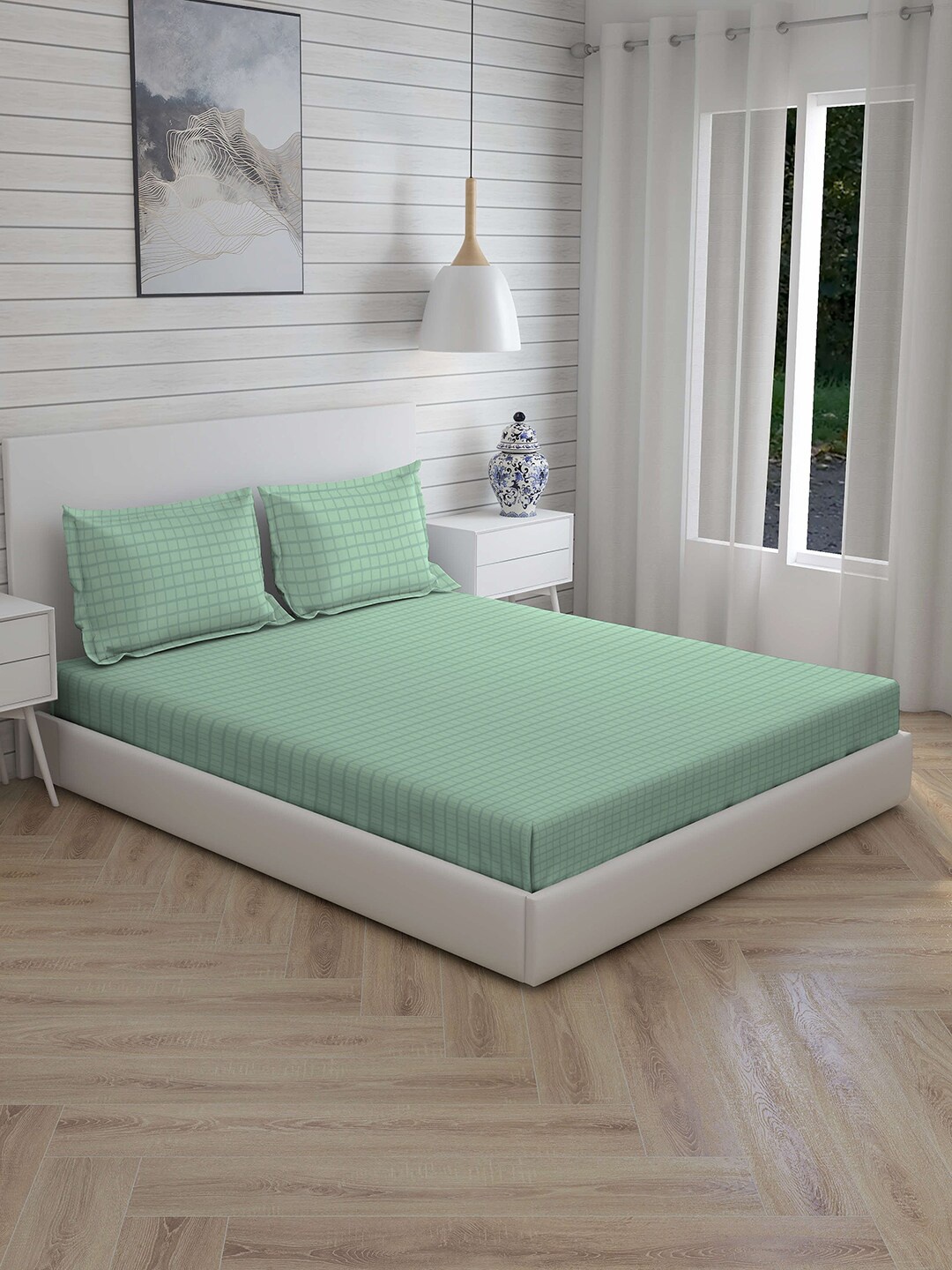 Boutique Living India Green Geometric 220 TC Cotton 1 King Bedsheet with 2 Pillow Covers
Boutique Living India Green Geometric 220 TC Cotton 1 King Bedsheet with 2 Pillow Covers