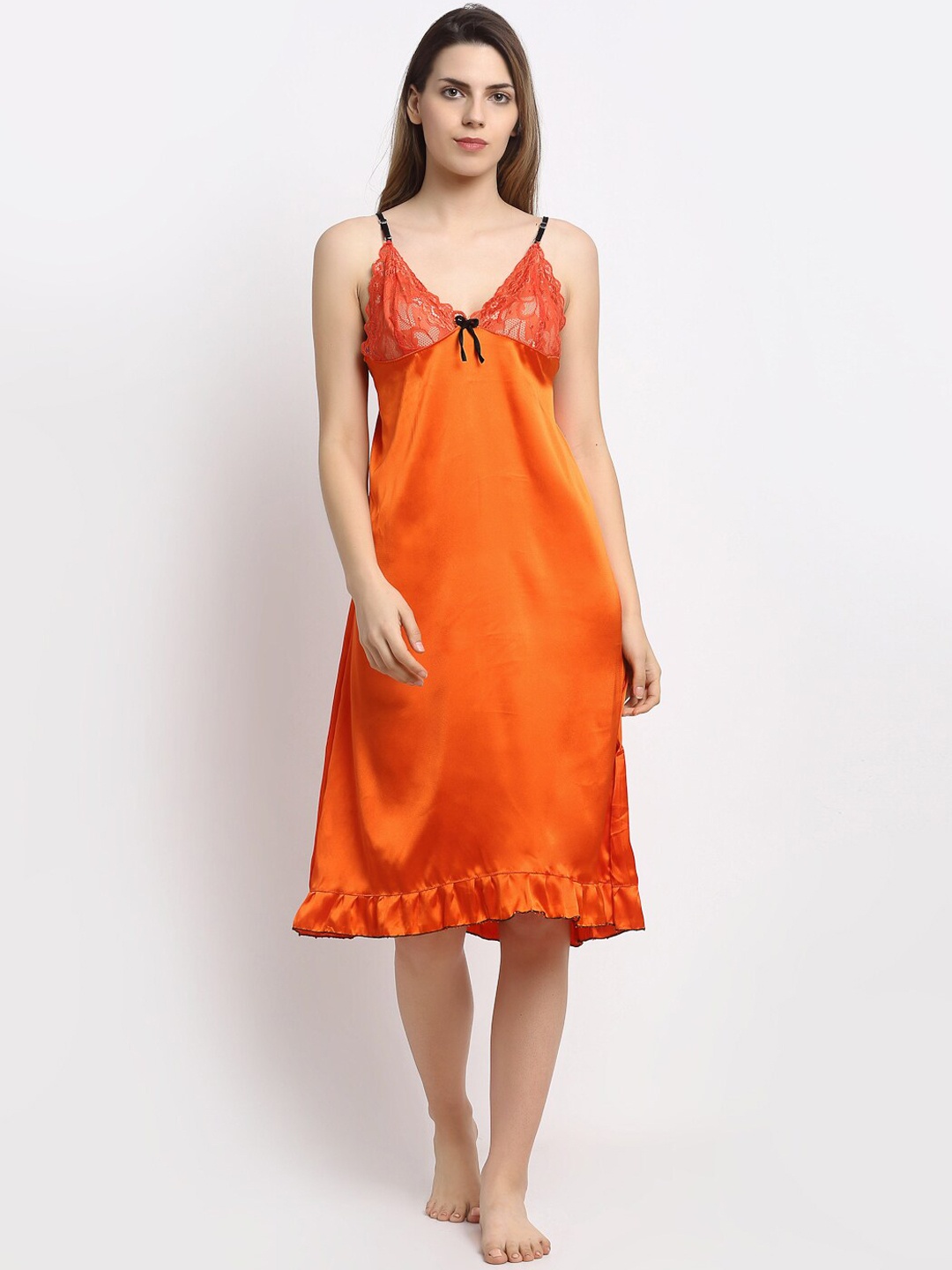 Secret Wish Orange Self Design Baby Doll