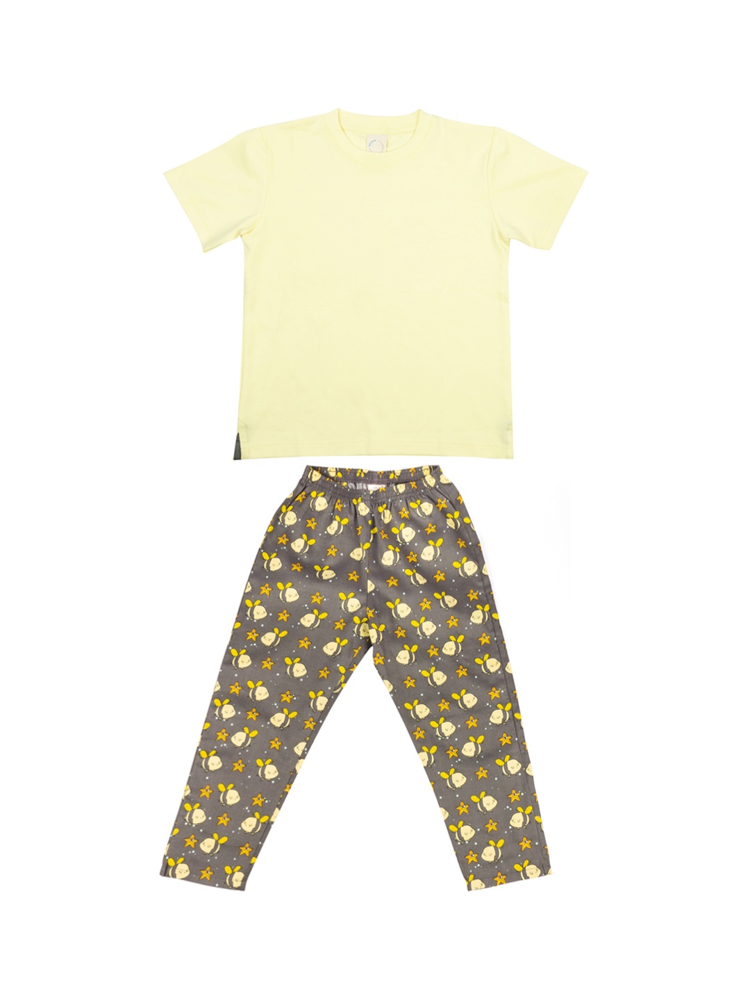 CASA DE NEE NEE Unisex Kids Beige & Grey Solid Night suit