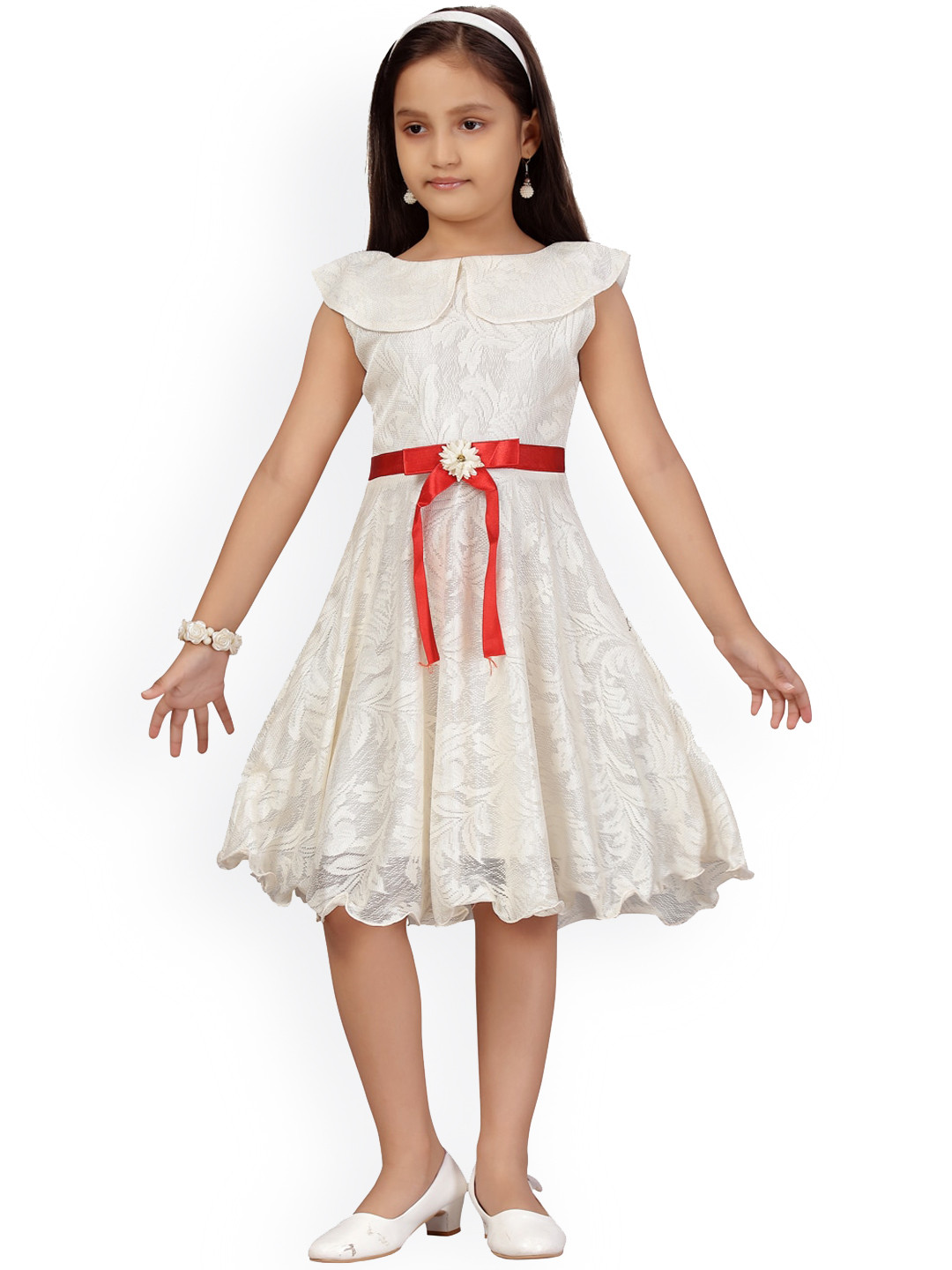 Aarika Girls Cream-Coloured Self Design Fit and Flare Dress
Aarika Girls Cream-Coloured Self Design Fit and Flare Dress