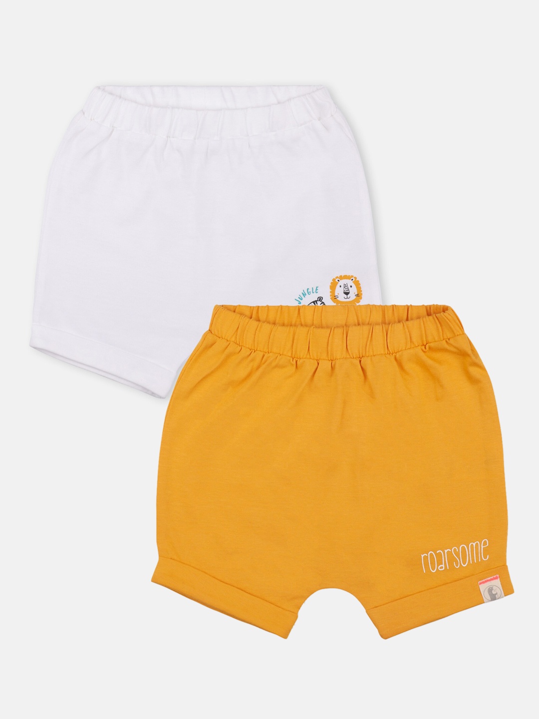 Babysafe Boys Pack of 2 Solid Regular Fit Regular Shorts, White