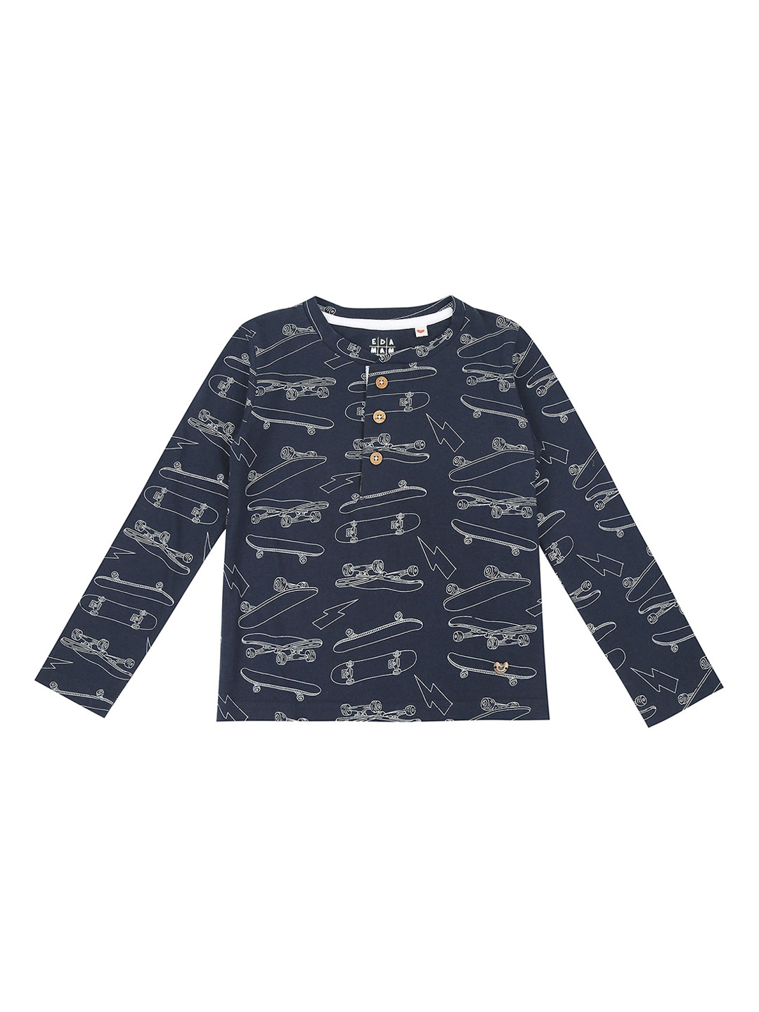 Ed-a-Mamma Boys Navy Blue Off-White Printed Henley Neck Cotton Pure Cotton T-shirt
Ed-a-Mamma Boys Navy Blue Off-White Printed Henley Neck Cotton Pure Cotton T-shirt