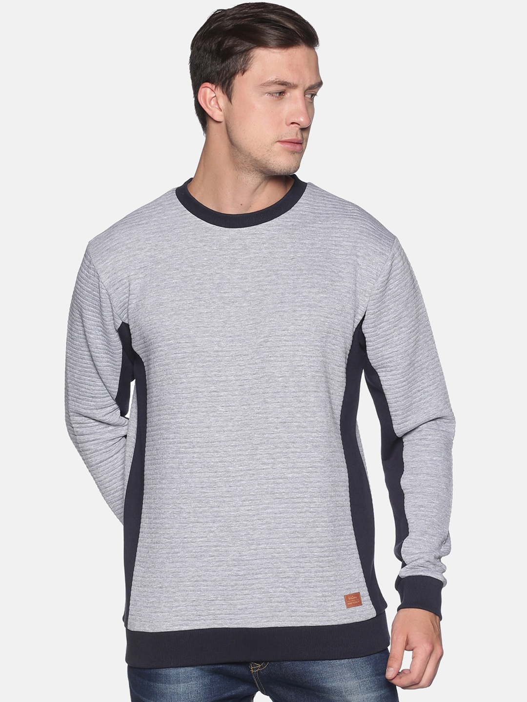 UrGear Men Grey Melange Solid Cotton Sweatshirt