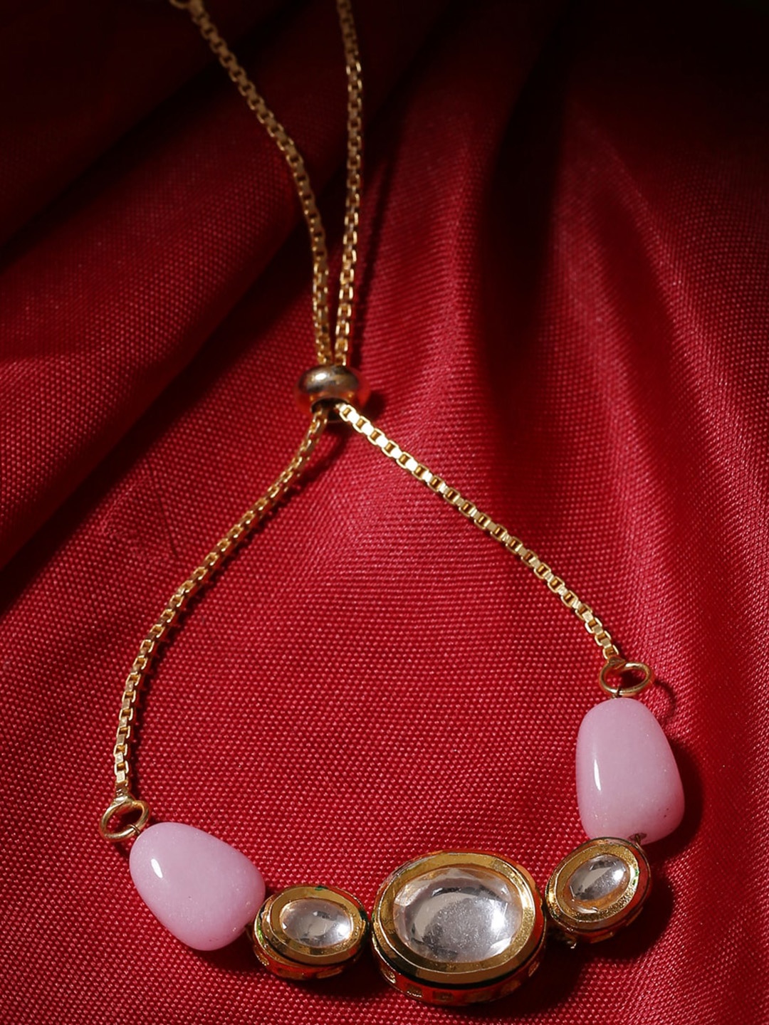 Shoshaa Gold-Plated Pink Handcrafted Kundan Charm Bracelet