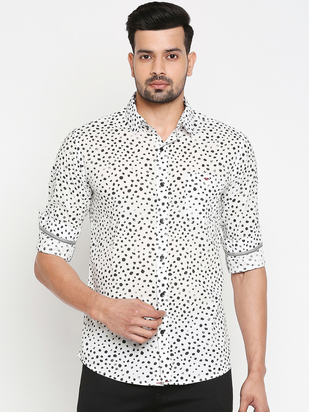 Mufti Men White Slim Fit Printed Casual Shirt