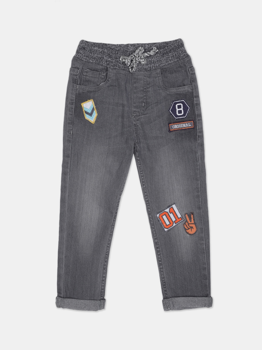 Cherokee Boys Dark Grey Regular Fit Mid-Rise Clean Look Jeans