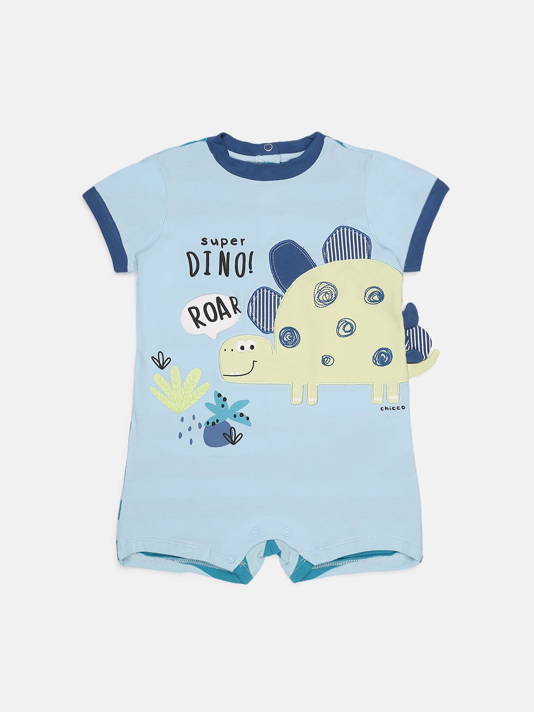Chicco Infant Boys Blue & Yellow Printed Rompers