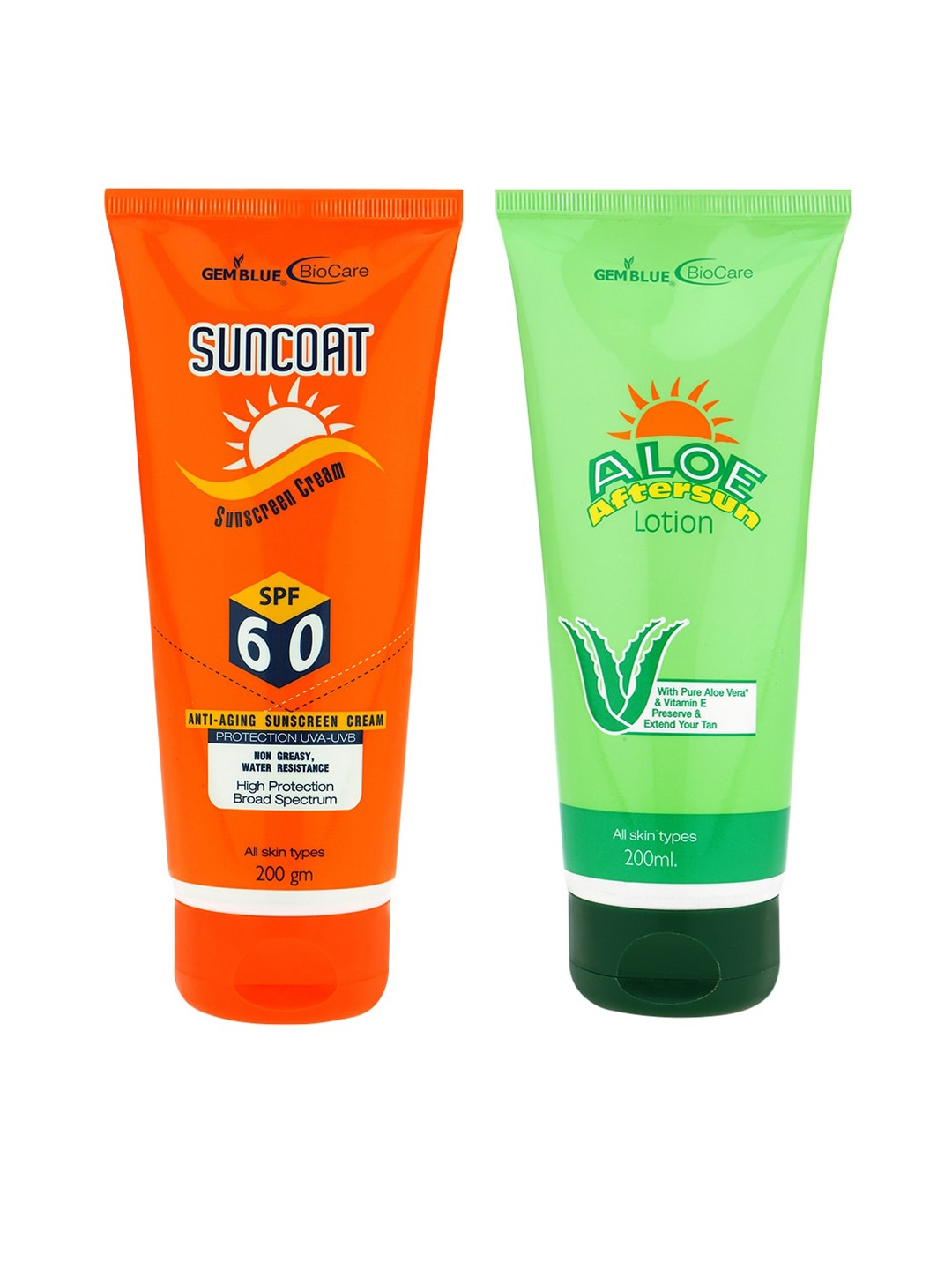 GEMBLUE BioCare Unisex Combo of 2 Sunscreen Cream SPF60 & After Sun Lotion 400 ml, Orange
GEMBLUE BioCare Unisex Combo of 2 Sunscreen Cream SPF60 & After Sun Lotion 400 ml, Orange