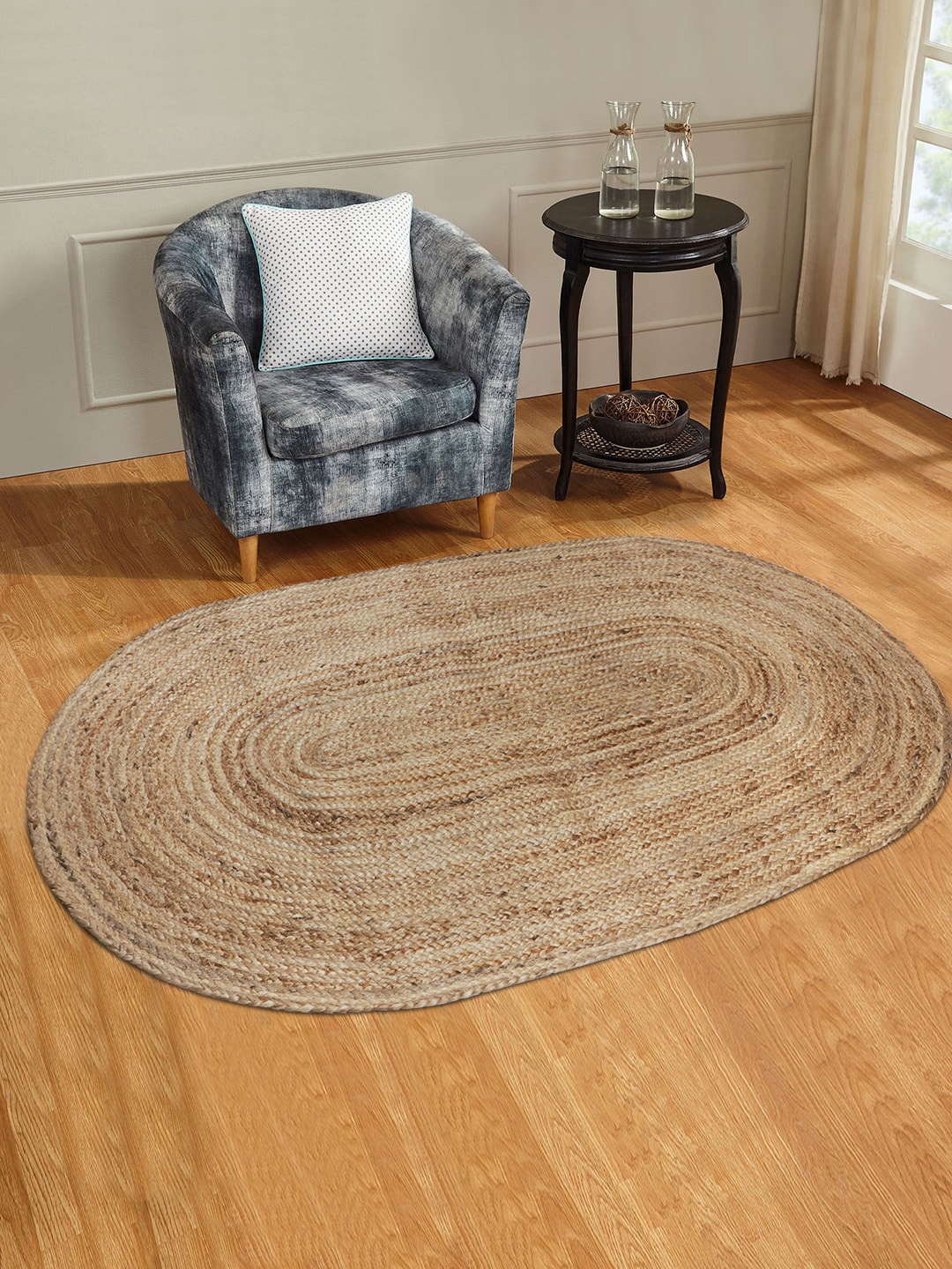 HomeStorie Brown Solid Handcrafted Jute Carpet