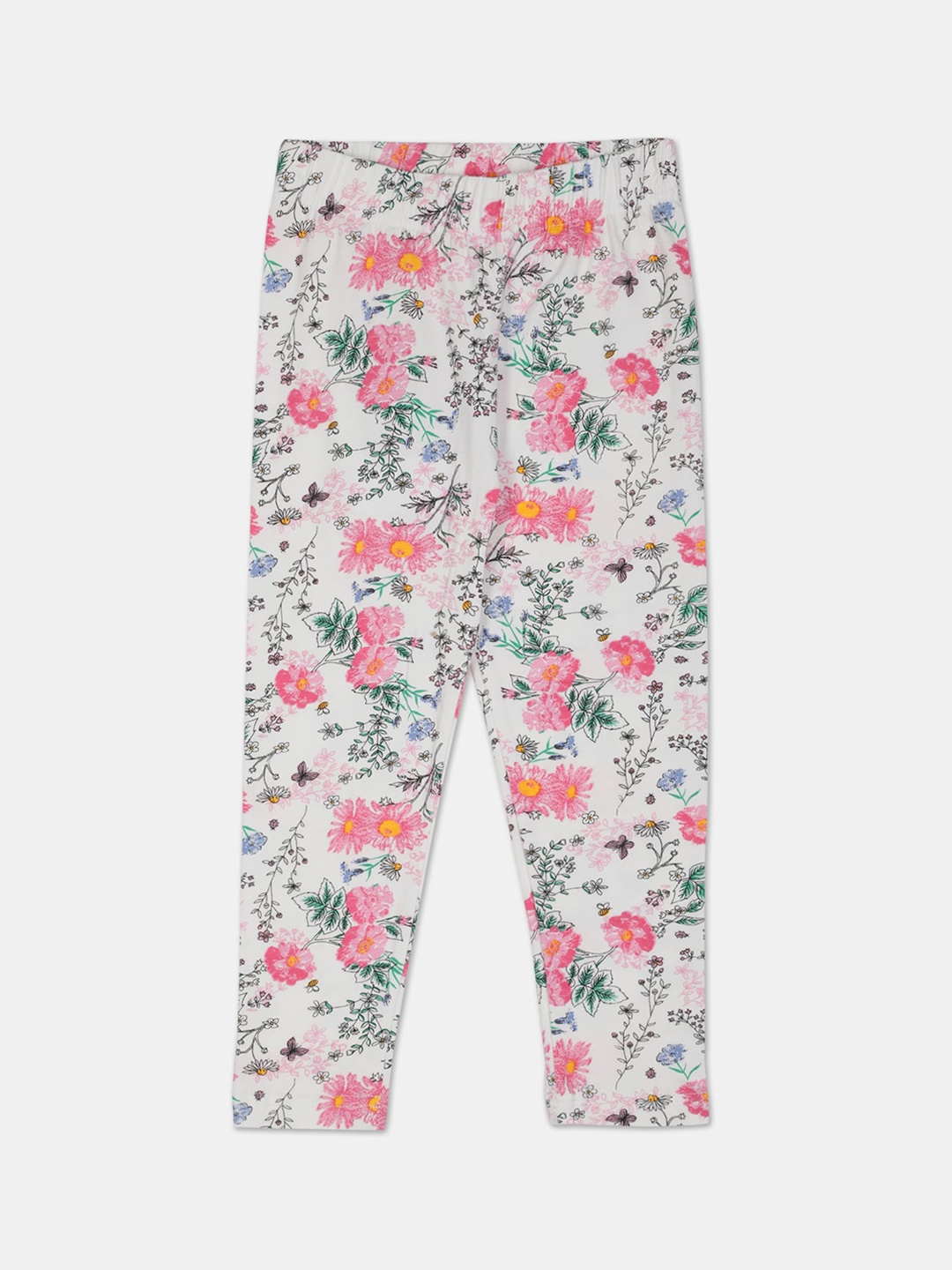 Cherokee Girls White & Pink Printed Ankle-Length Leggings