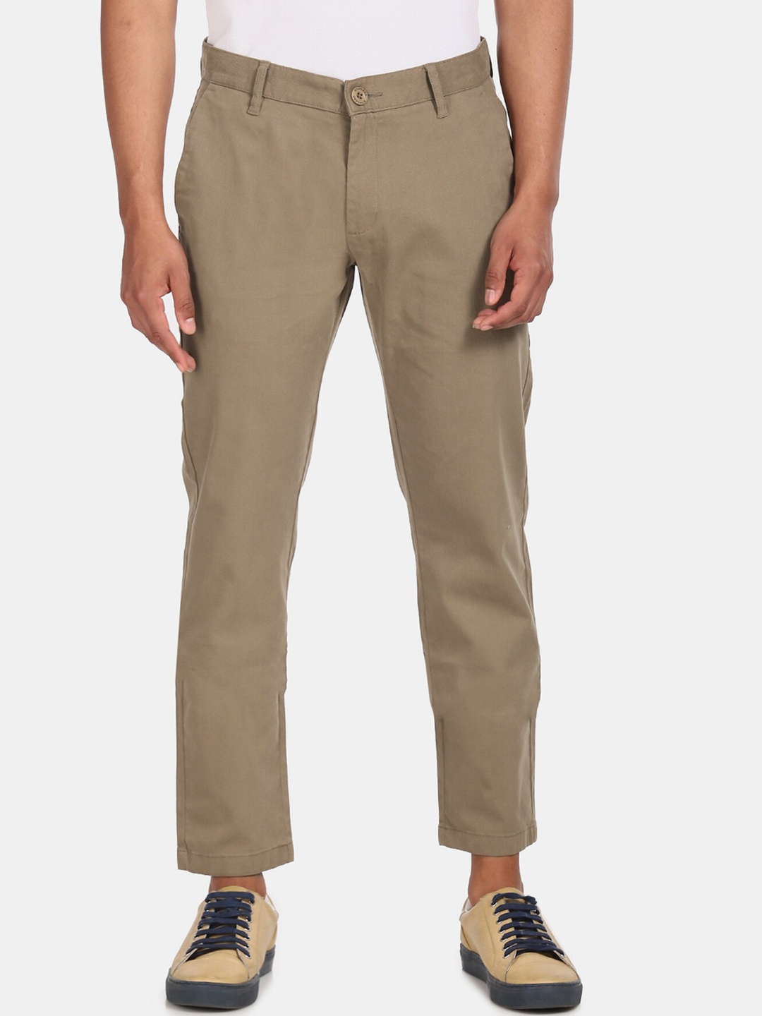 Ruggers Men Brown Regular Fit Solid Chinos