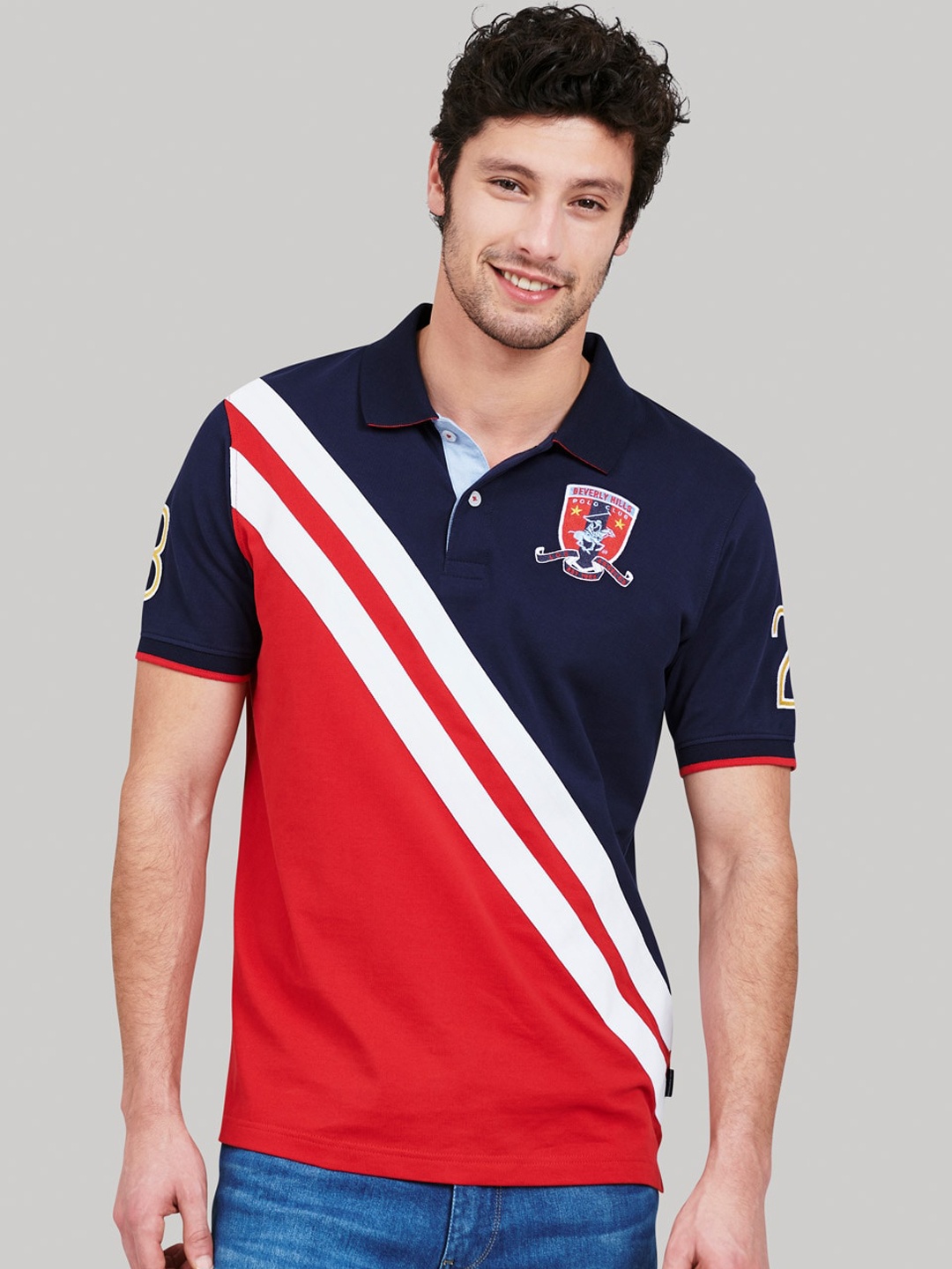 Beverly Hills Polo Club Men Navy Blue & Red Colourblocked Polo Collar Cotton T-shirt
Beverly Hills Polo Club Men Navy Blue & Red Colourblocked Polo Collar Cotton T-shirt