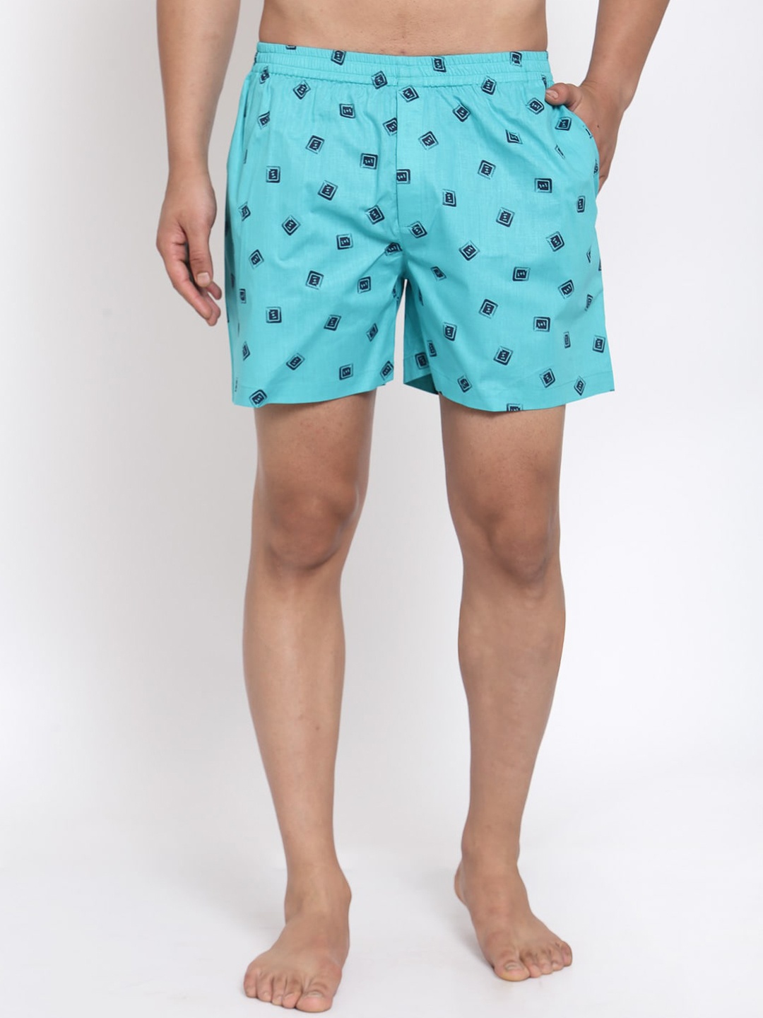 Badoliya & Sons Men Blue & Black Printed Pure Cotton Boxers