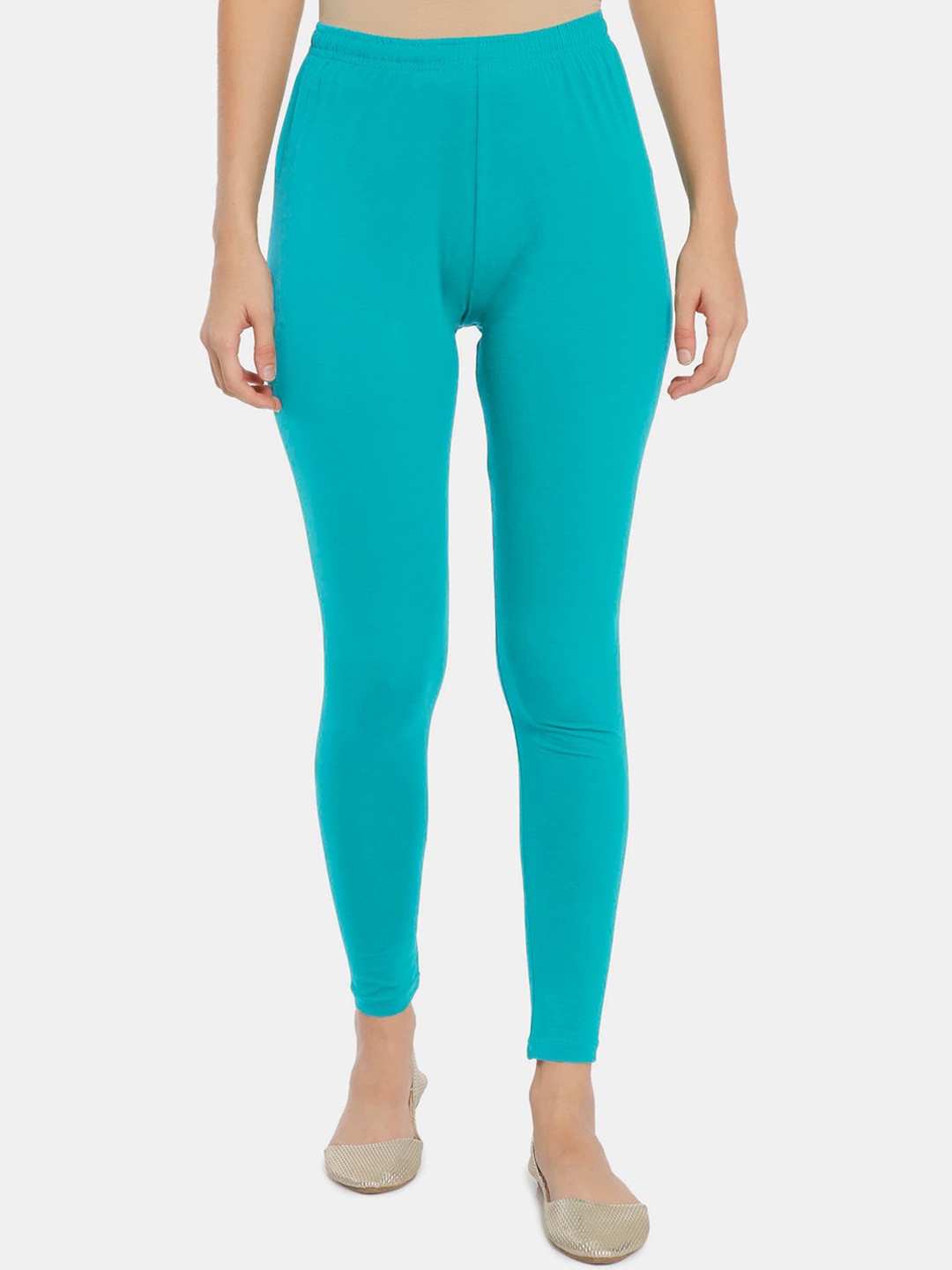 Karigari Women Turquoise Blue Solid Ankle Length Leggings