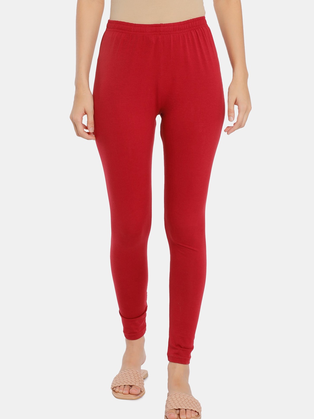 Karigari Women Maroon Solid Ankle Length Leggings
