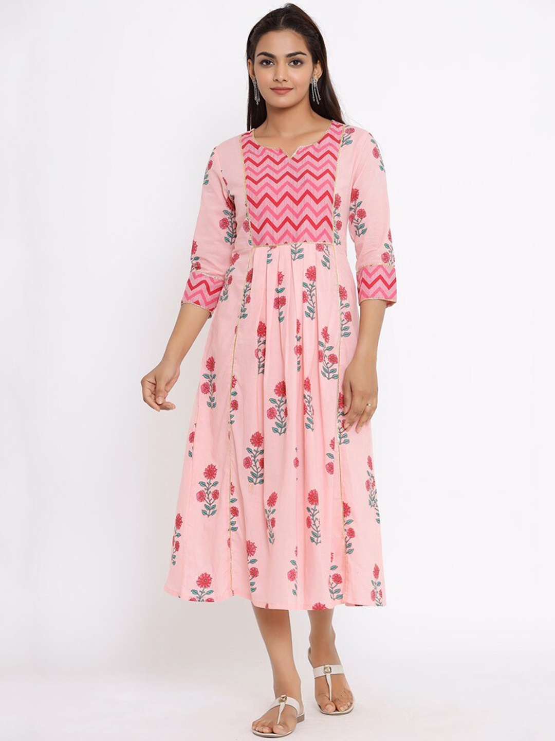 FABRIC FITOOR Women Pink Floral Printed Kurta