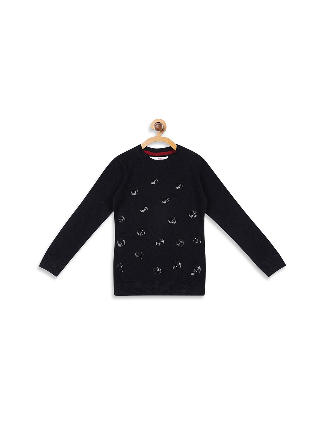 ELLE Girls Black Embellished Pullover Sweater