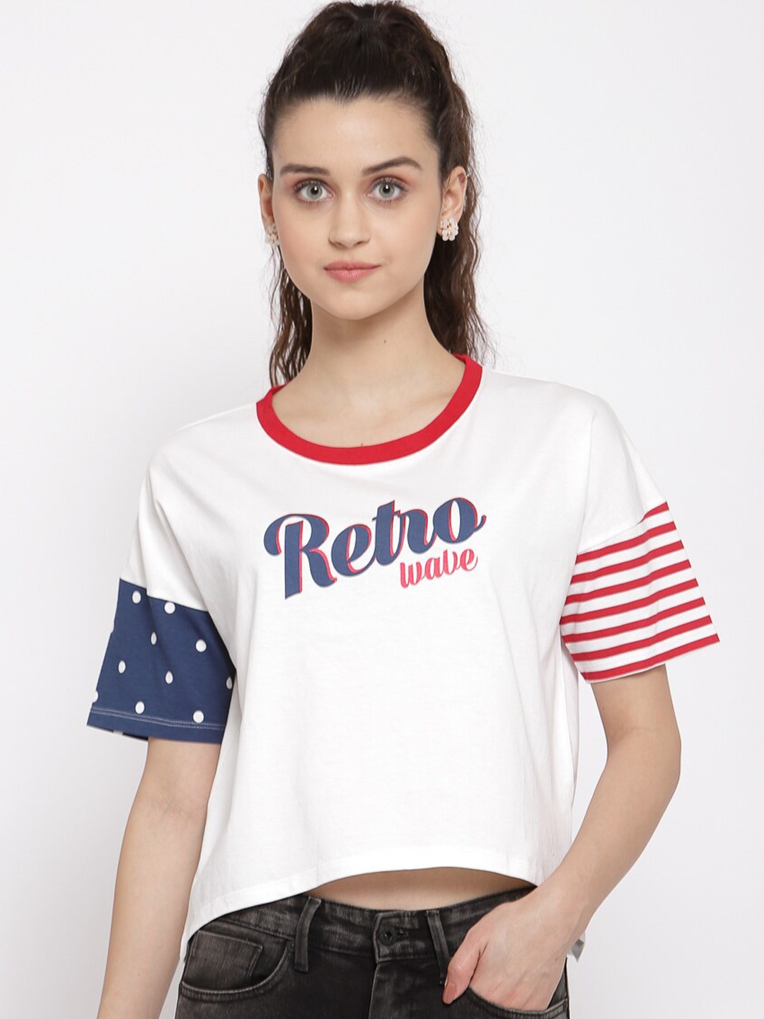 Pepe Jeans Women White Solid Round Neck T-shirt