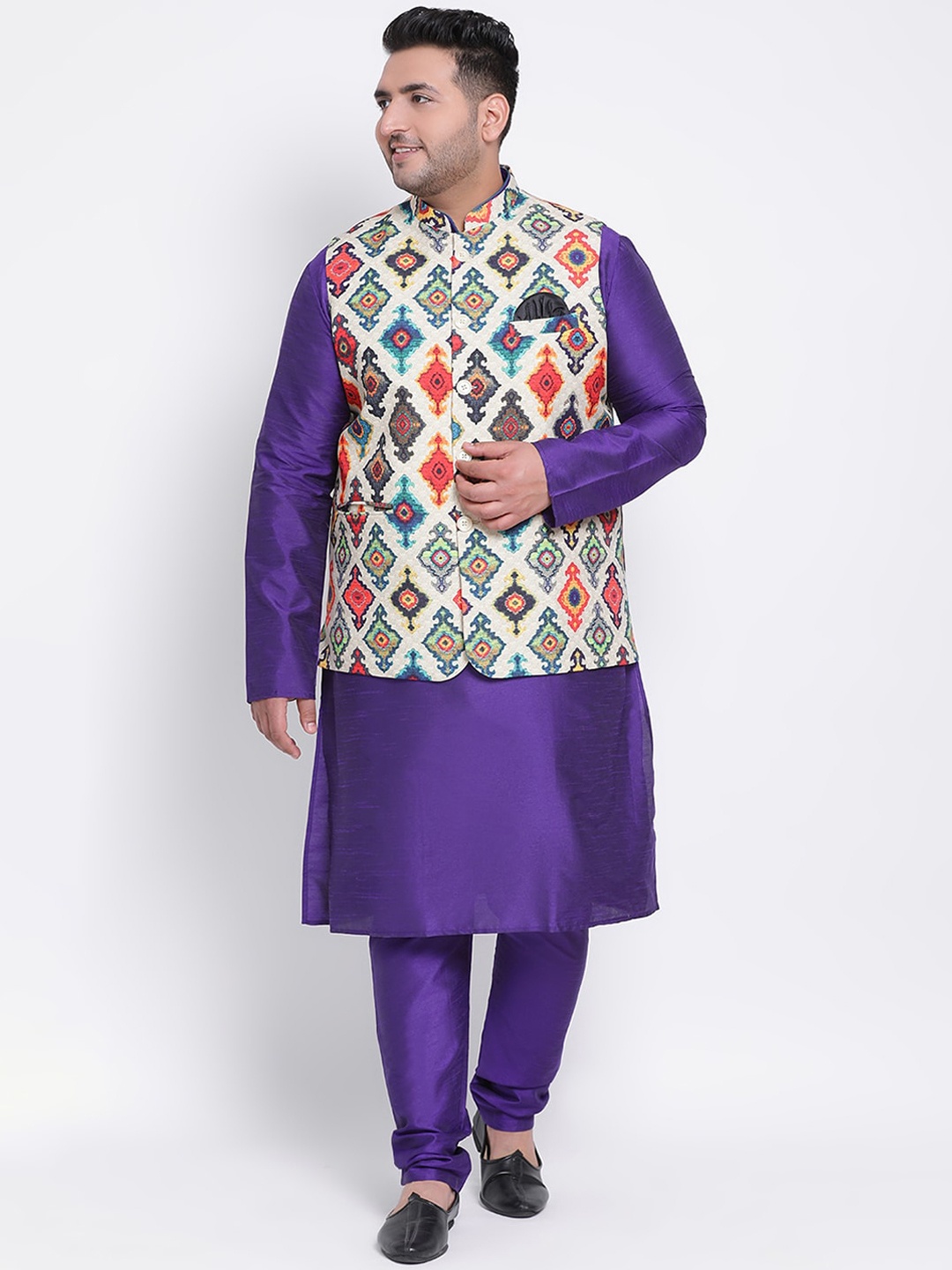 Hangup Men Purple Regular Straight Linen Kurta with Chudidar & Nehru Jacket
Hangup Men Purple Regular Straight Linen Kurta with Chudidar & Nehru Jacket