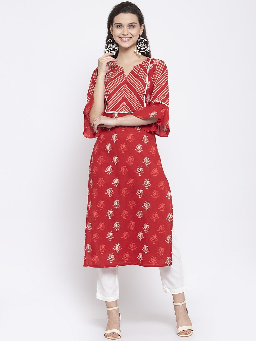 Indibelle Women Red & White Floral Printed Regular Straight Pure Cotton Kurta & Trousers
Indibelle Women Red & White Floral Printed Regular Straight Pure Cotton Kurta & Trousers