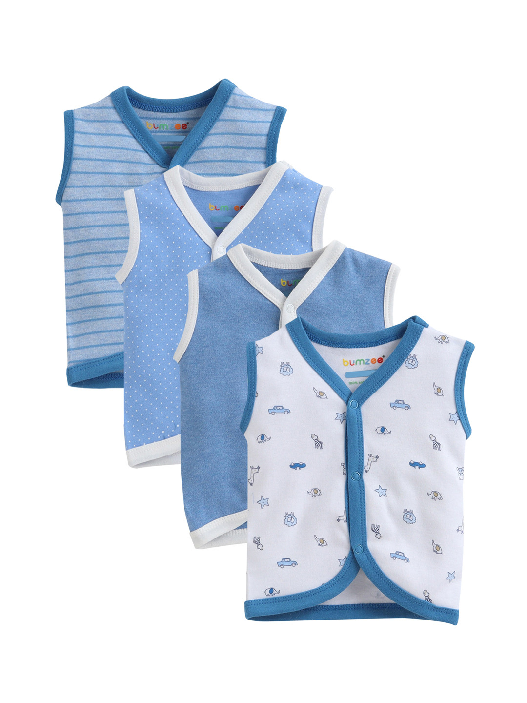 BUMZEE Infant Boys Pack Of 4 Cotton Jhablas, Blue
BUMZEE Infant Boys Pack Of 4 Cotton Jhablas, Blue