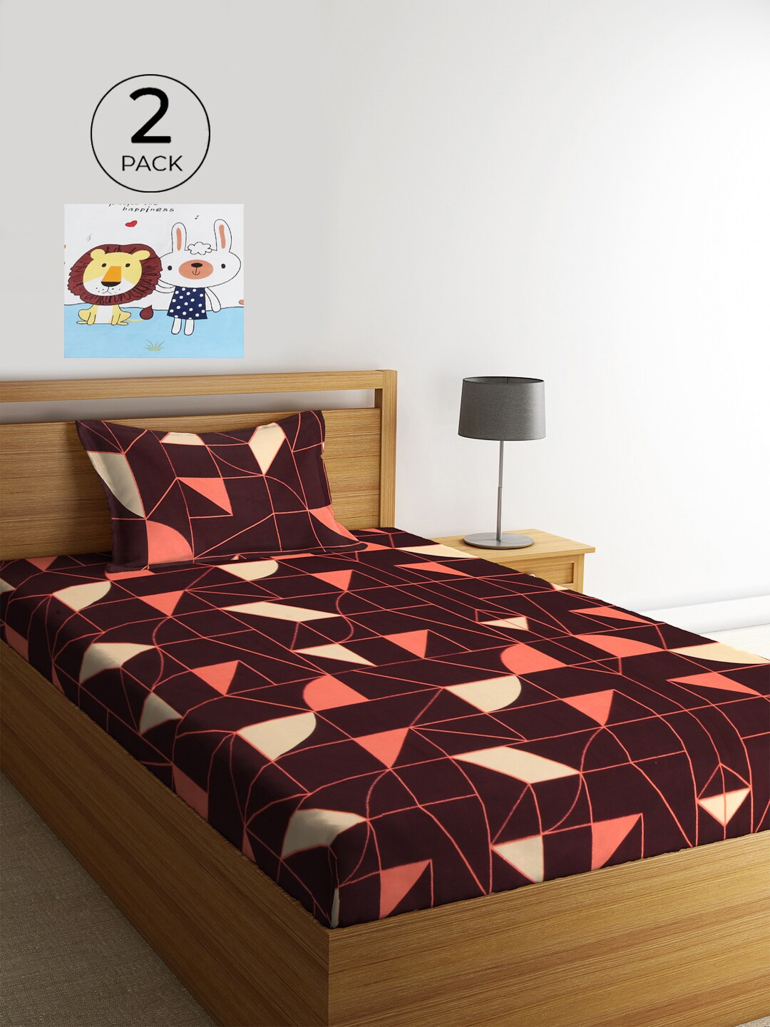 KLOTTHE Maroon & White Geometric 210 TC Polycotton 2 Single Bedsheet with 2 Pillow Covers
KLOTTHE Maroon & White Geometric 210 TC Polycotton 2 Single Bedsheet with 2 Pillow Covers