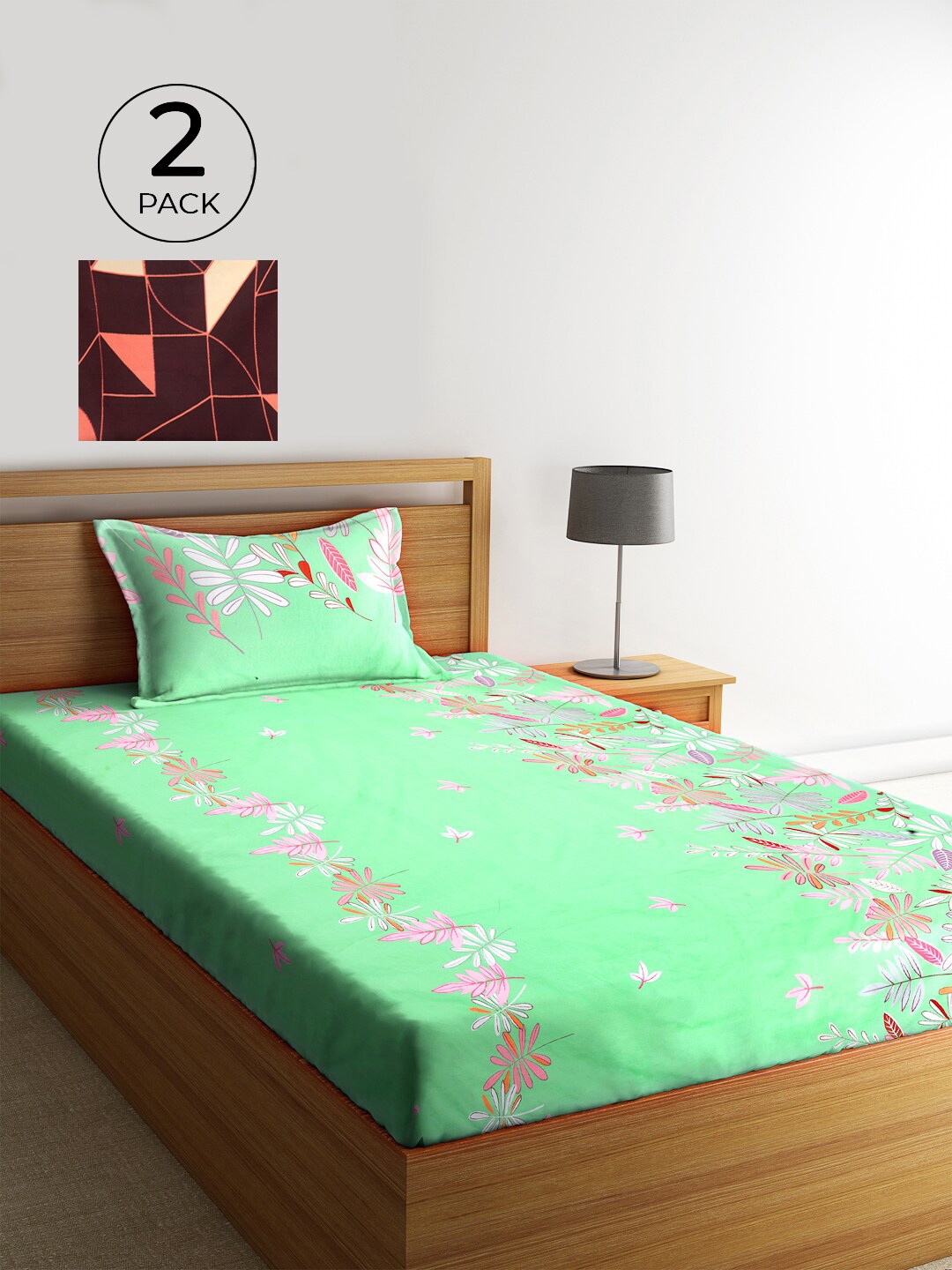 KLOTTHE Green & Brown Floral 210 TC Polycotton 2 Single Bedsheet with 2 Pillow Covers
KLOTTHE Green & Brown Floral 210 TC Polycotton 2 Single Bedsheet with 2 Pillow Covers