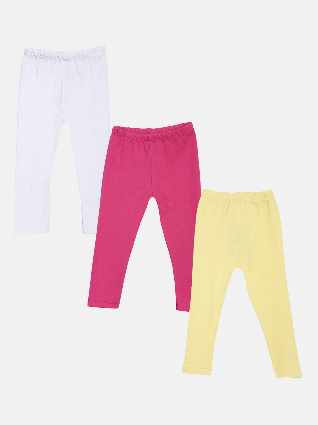 Kryptic Girls Pack of 3 Pure Cotton Solid Ankle-Length Leggings, Pink
