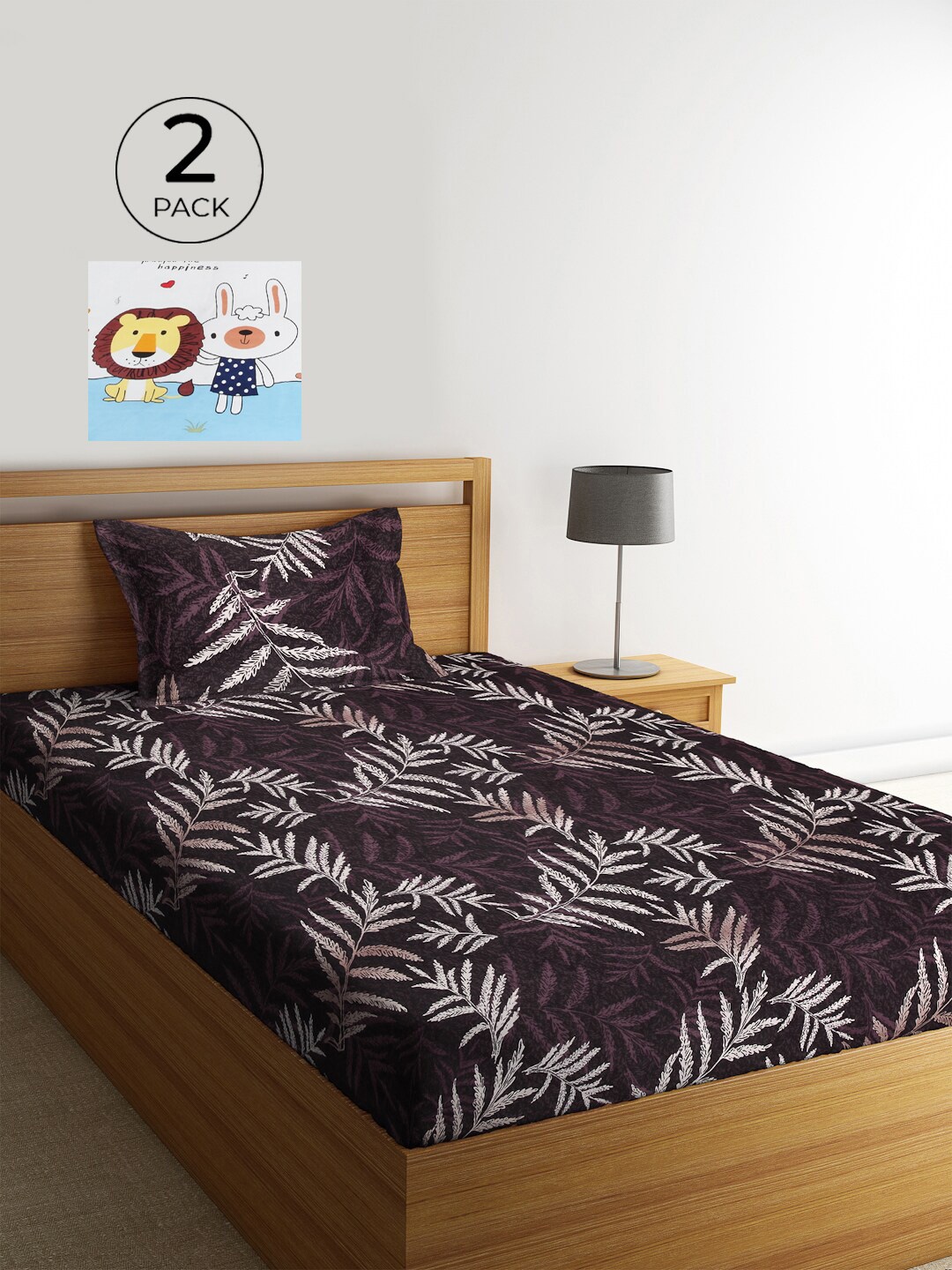 KLOTTHE Purple & White Floral 210 TC Polycotton 2 Single Bedsheet with 2 Pillow Covers
KLOTTHE Purple & White Floral 210 TC Polycotton 2 Single Bedsheet with 2 Pillow Covers