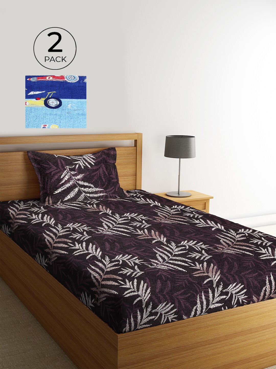 KLOTTHE Purple & Blue Floral 210 TC Polycotton 2 Single Bedsheet with 2 Pillow Covers
KLOTTHE Purple & Blue Floral 210 TC Polycotton 2 Single Bedsheet with 2 Pillow Covers
