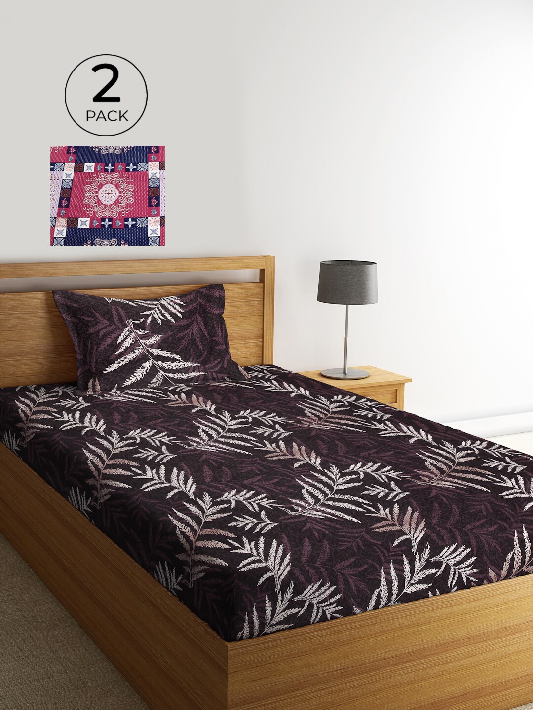 KLOTTHE Purple & Blue Floral 210 TC Polycotton 2 Single Bedsheet with 2 Pillow Covers
KLOTTHE Purple & Blue Floral 210 TC Polycotton 2 Single Bedsheet with 2 Pillow Covers