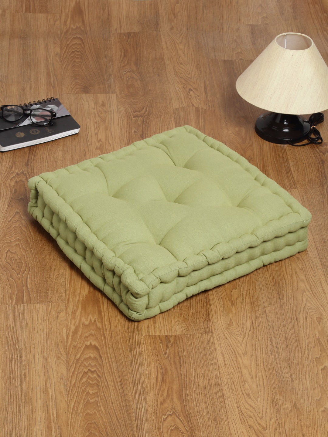 Rajasthan Decor Green Solid Square Floor Cushions