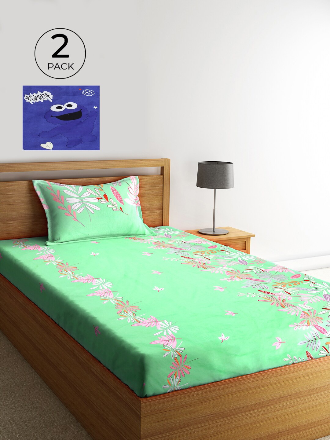 KLOTTHE Blue & Green Floral 210 TC Polycotton 2 Single Bedsheet with 2 Pillow Covers
KLOTTHE Blue & Green Floral 210 TC Polycotton 2 Single Bedsheet with 2 Pillow Covers