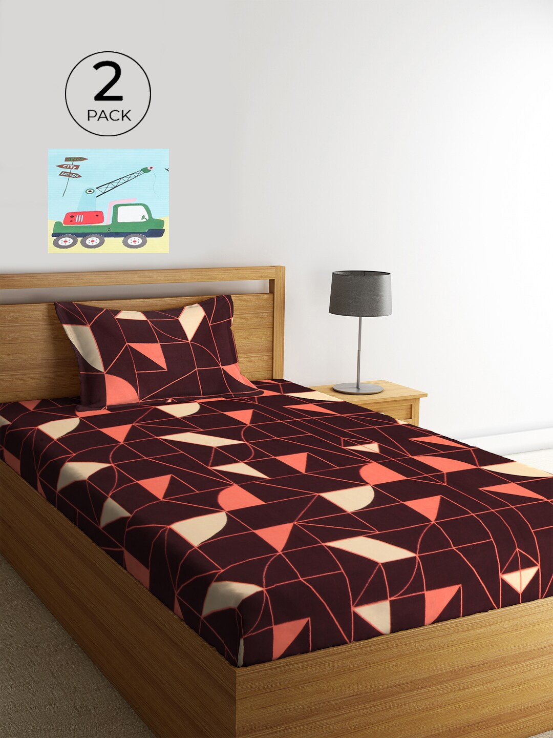 KLOTTHE Maroon & Turquoise Blue Geometric 210 TC Polycotton 2 Single Bedsheet with 2 Pillow Covers
KLOTTHE Maroon & Turquoise Blue Geometric 210 TC Polycotton 2 Single Bedsheet with 2 Pillow Covers