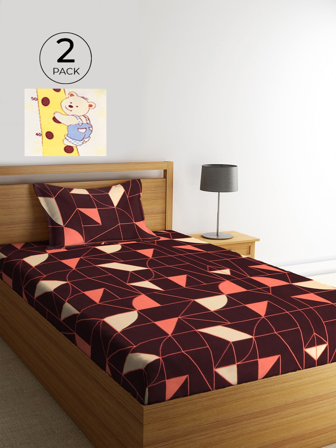 KLOTTHE Maroon & White Geometric 210 TC Polycotton 2 Single Bedsheet with 2 Pillow Covers
KLOTTHE Maroon & White Geometric 210 TC Polycotton 2 Single Bedsheet with 2 Pillow Covers