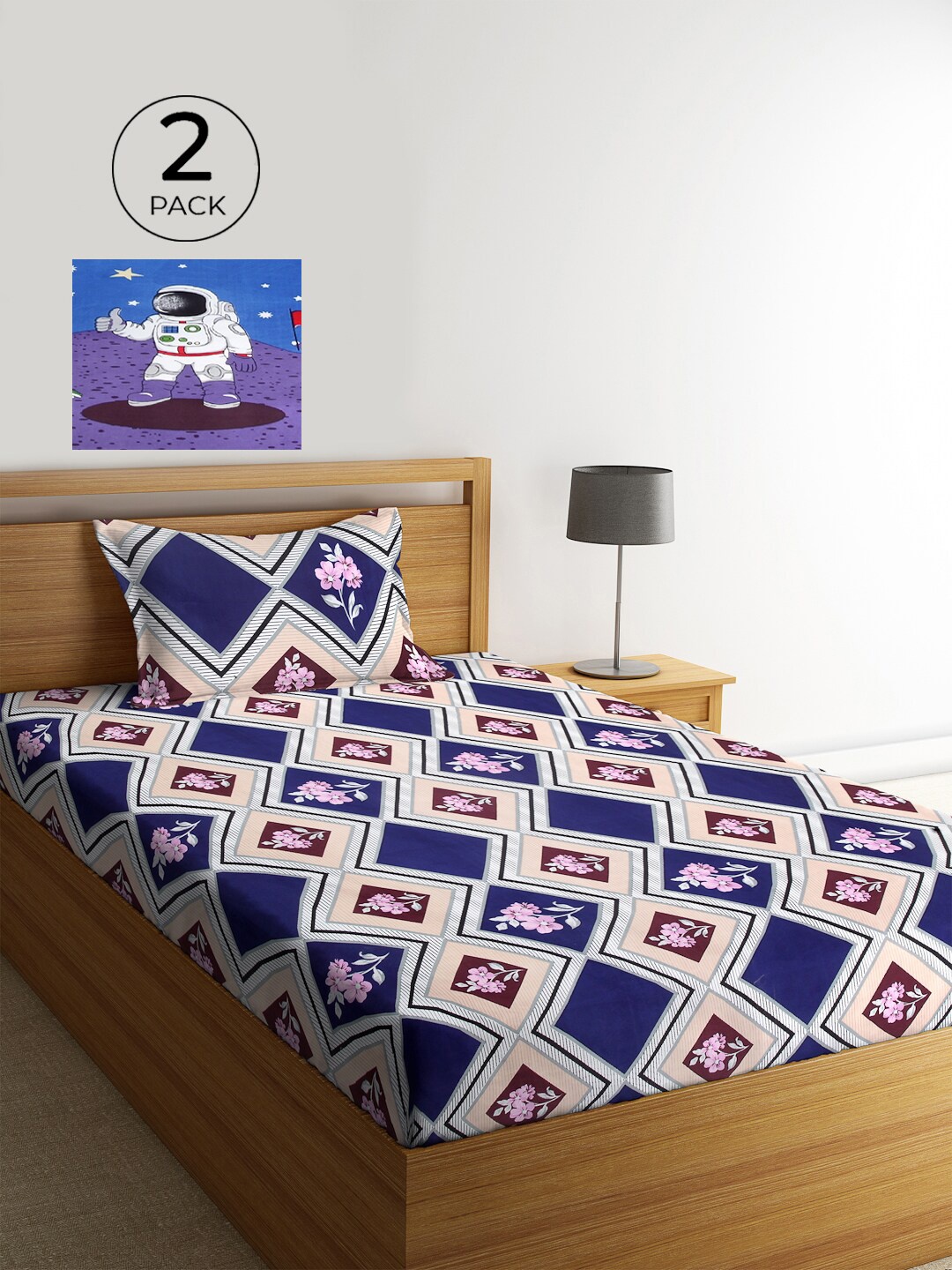 KLOTTHE Multicoloured Graphic 210 TC Polycotton 2 Single Bedsheet with 2 Pillow Covers, Multi
KLOTTHE Multicoloured Graphic 210 TC Polycotton 2 Single Bedsheet with 2 Pillow Covers, Multi