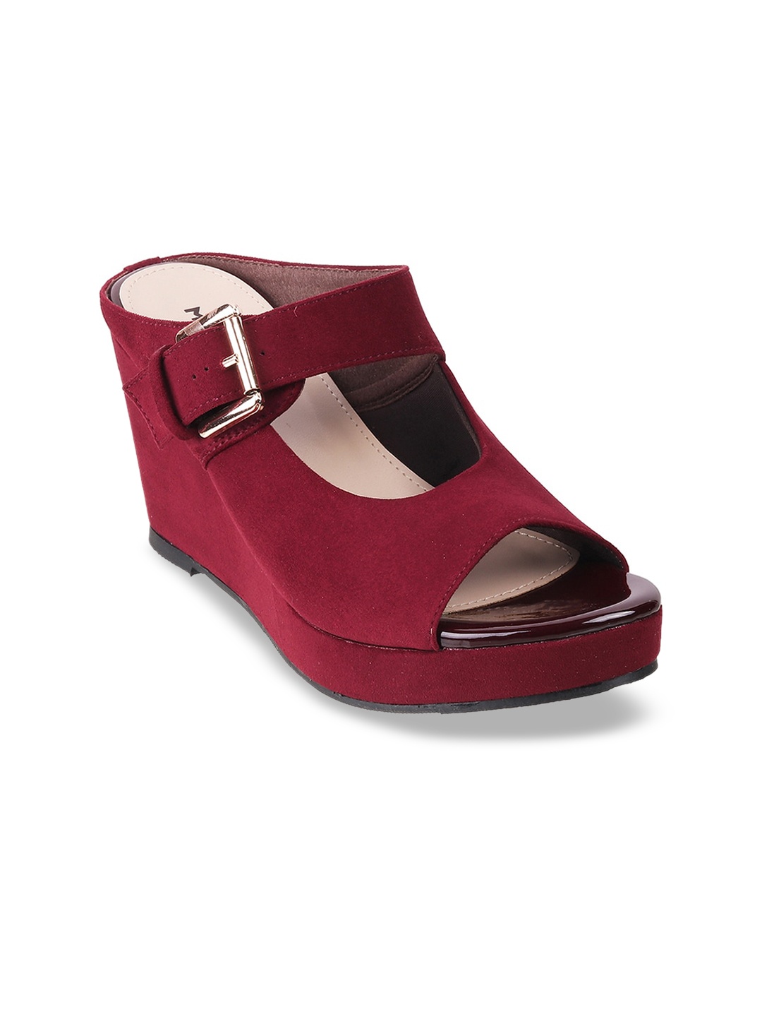 Mochi Women Maroon Solid Sandals