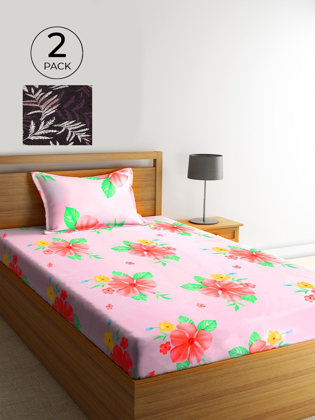 KLOTTHE Pink & Black Floral 210 TC Polycotton 2 Single Bedsheet with 2 Pillow Covers
KLOTTHE Pink & Black Floral 210 TC Polycotton 2 Single Bedsheet with 2 Pillow Covers