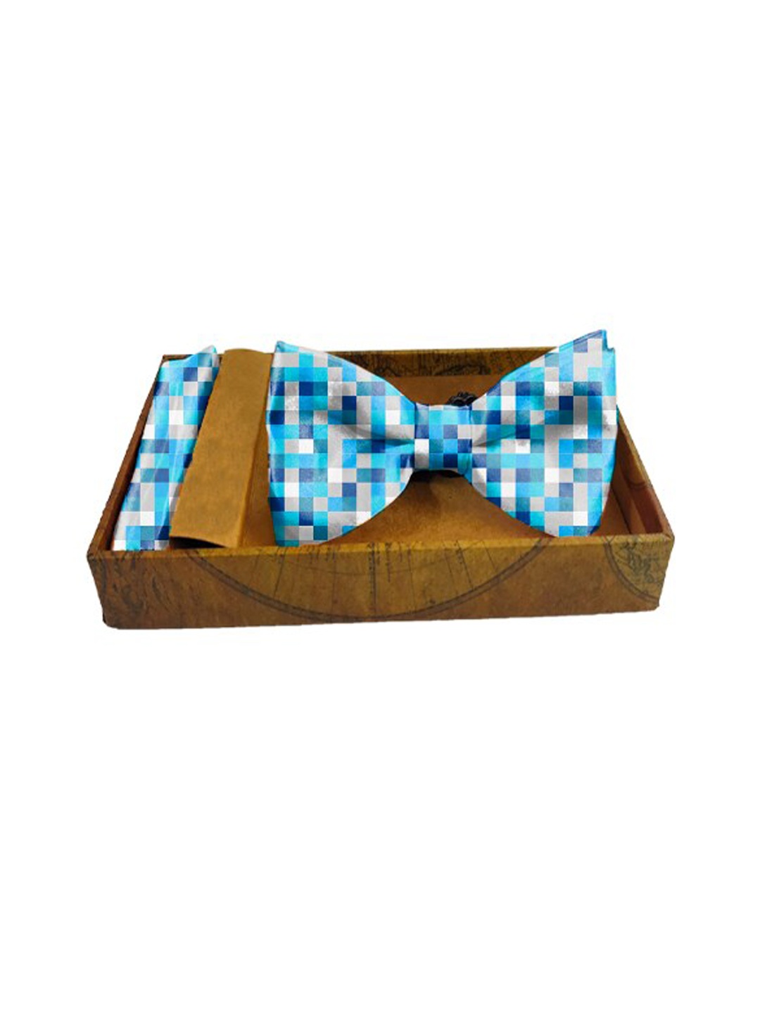 Blacksmith Men Blue & White Printed 100% Satin Accessory Gift Set
