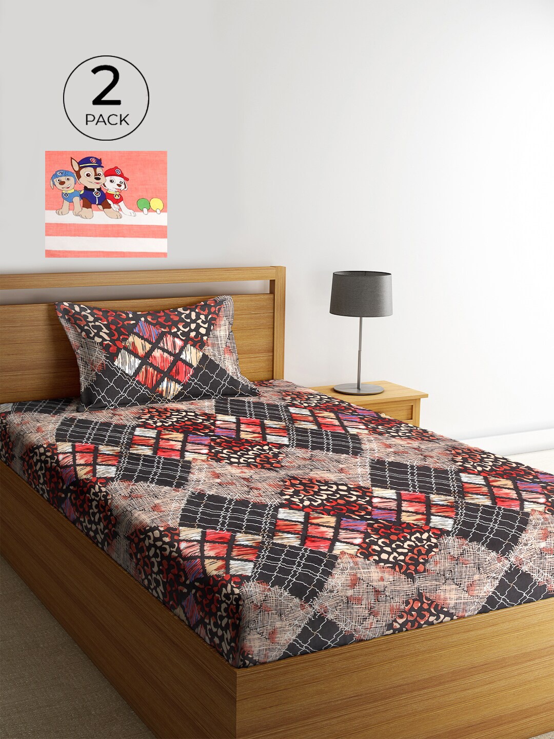 KLOTTHE Multicoloured Geometric 210 TC Polycotton 2 Single Bedsheet with 2 Pillow Covers, Multi
KLOTTHE Multicoloured Geometric 210 TC Polycotton 2 Single Bedsheet with 2 Pillow Covers, Multi