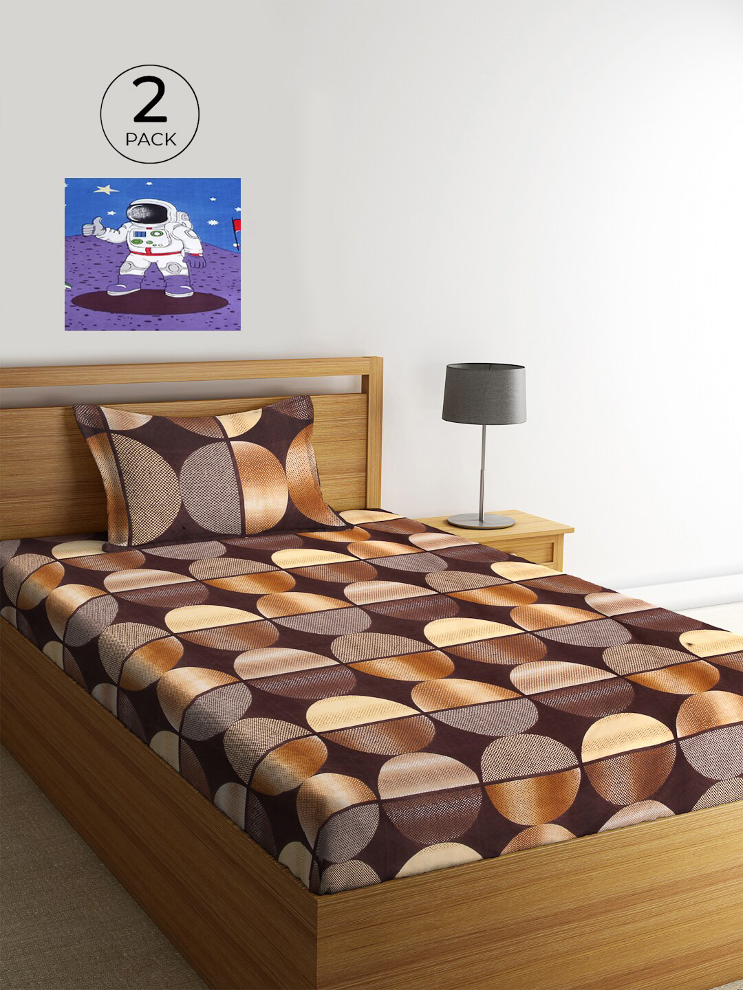 KLOTTHE Brown & Blue Geometric 210 TC Polycotton 2 Single Bedsheet with 2 Pillow Covers
KLOTTHE Brown & Blue Geometric 210 TC Polycotton 2 Single Bedsheet with 2 Pillow Covers
